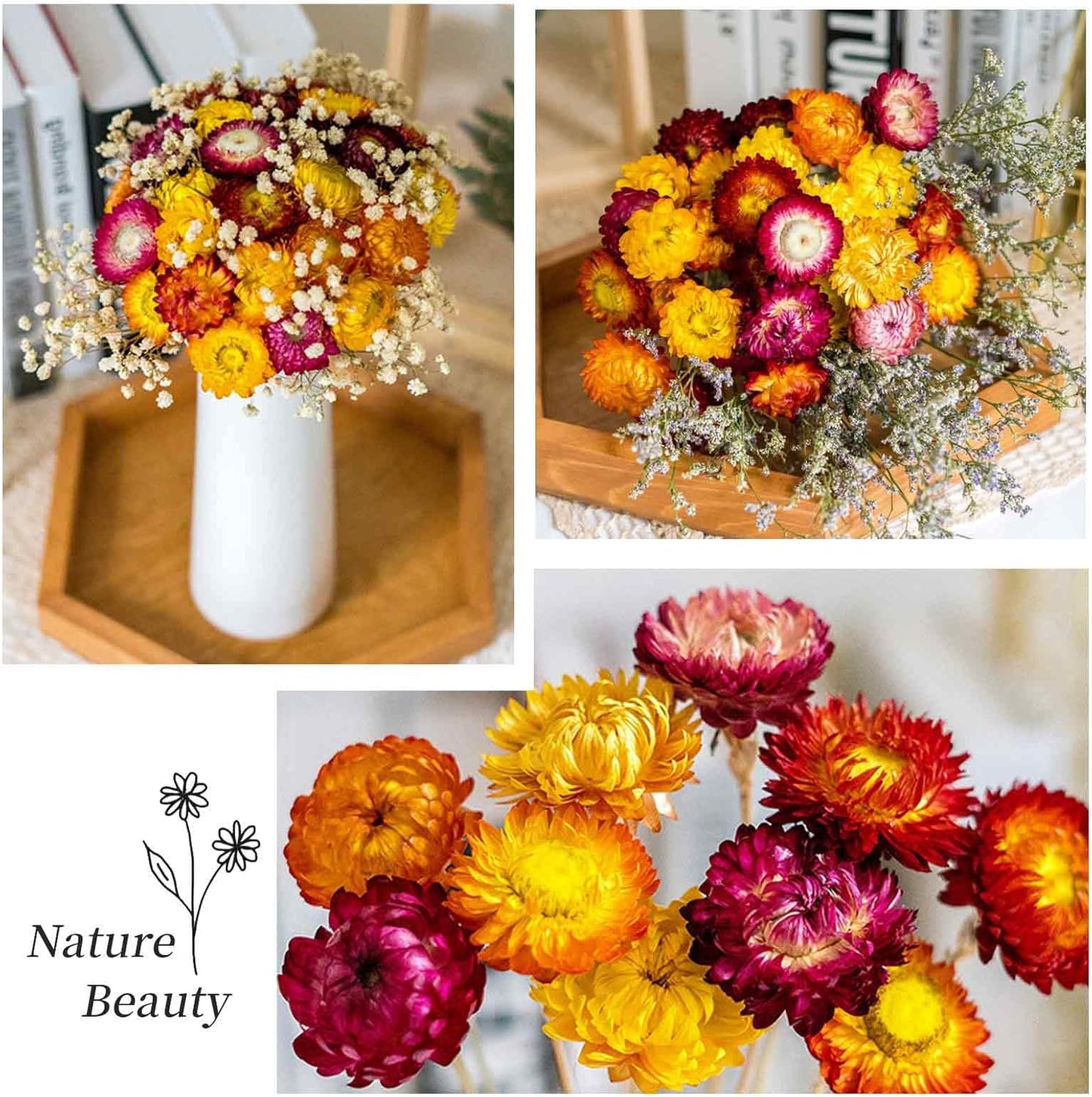 Dry Flower Arrangements / Multi Color / Natural / Set of 20