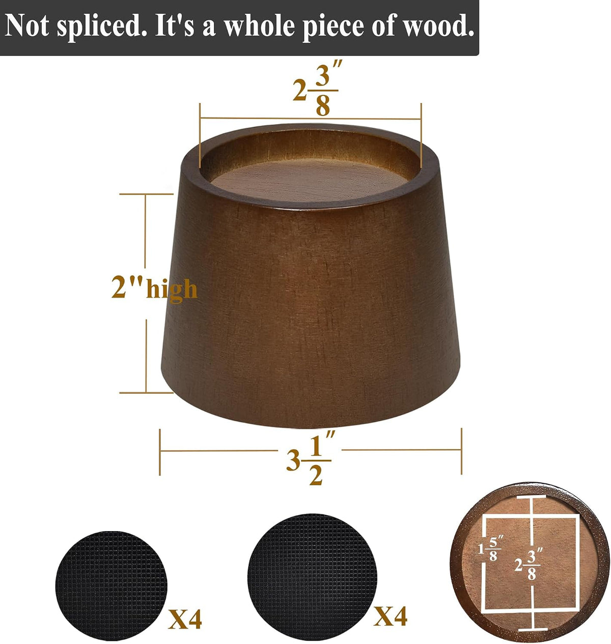 Wood Bed Risers (2 inch Round 4pcs)