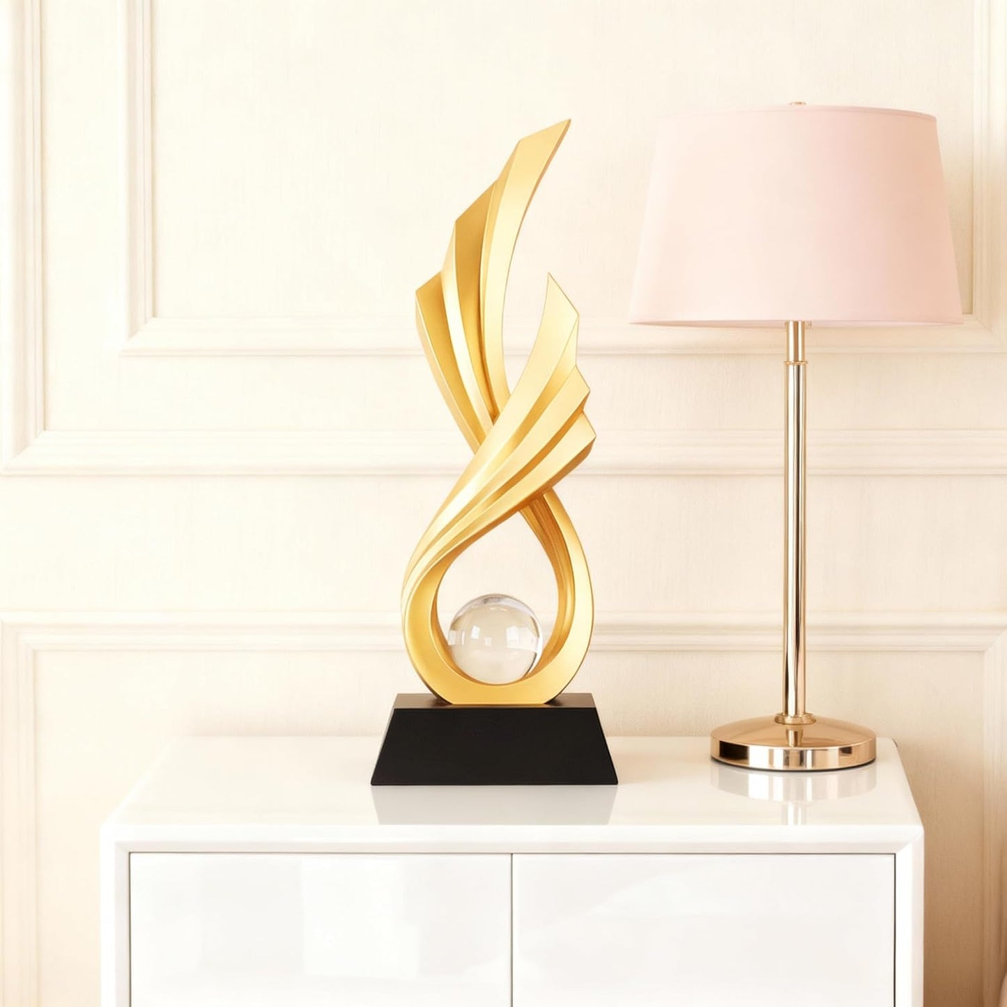Modern Abstract Art Statue / Gold
