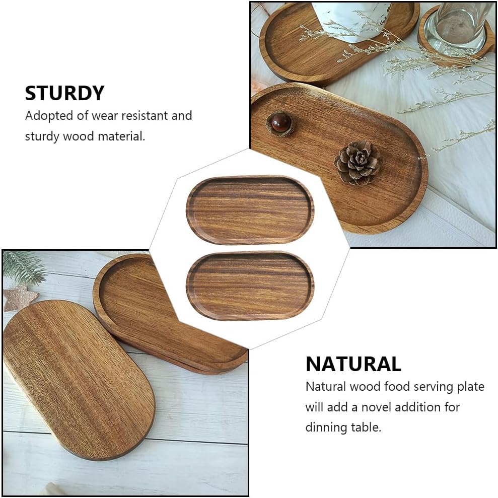 Wooden Serving Trays and Platters Set Oval / Light Coffee Colorx3pcs / 20 x 11.8 x 1.5 / Cmx3pcs