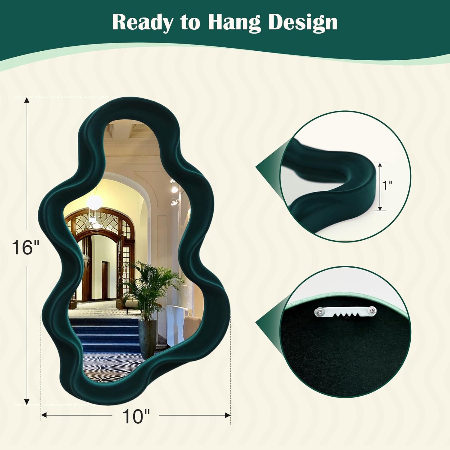 Irregular Cloud-Shaped Small Decorative Mirrors / Cloud-dark Green / 16 x 10