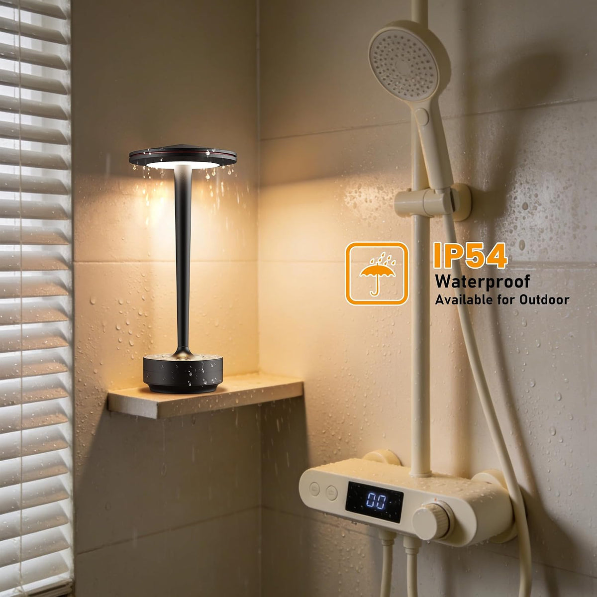 Cordless Rechargeable LED Table Lamp Set of 2 Black | Battery 6000mAh 3 Color Modes&Stepless Dimming Waterproof Metal