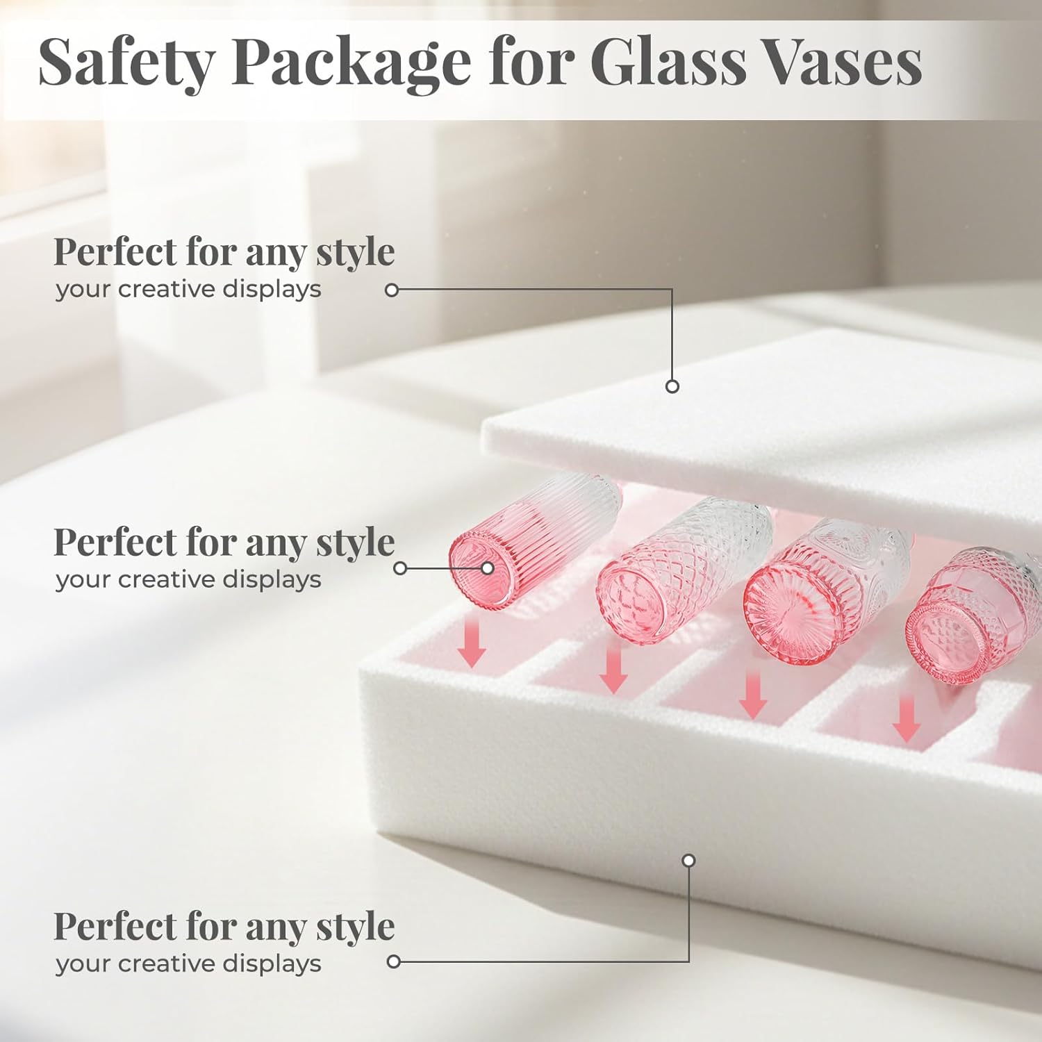 Mini Vintage Glass Bud Vases for Centerpieces / Pink Gradient / Set of 24