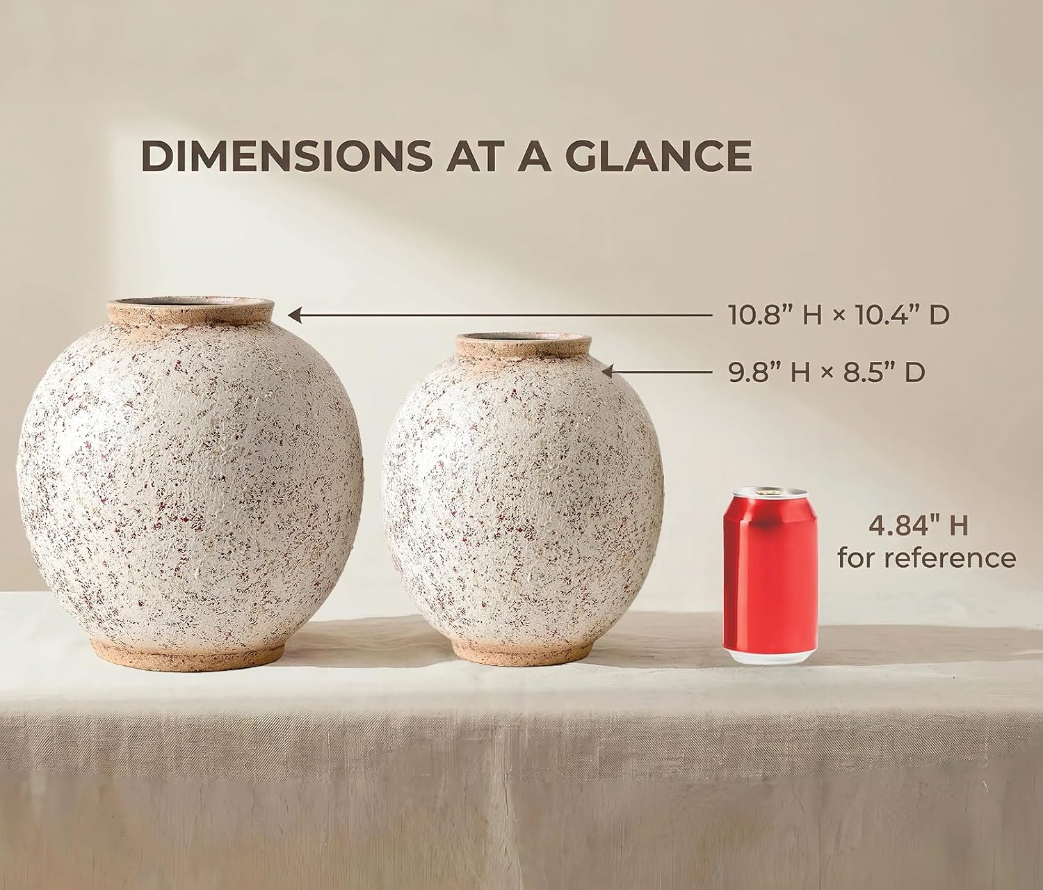 Large Ceramic Vase / 10.8"-oval / Retro-10.8 / Red