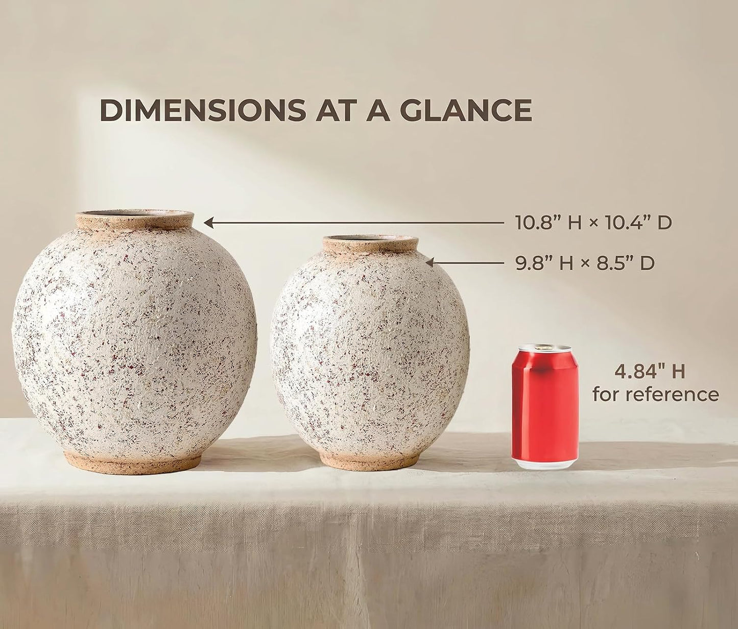 Large Round Ceramic Vase / 9.8"-oval / Retro-9.8 / Red