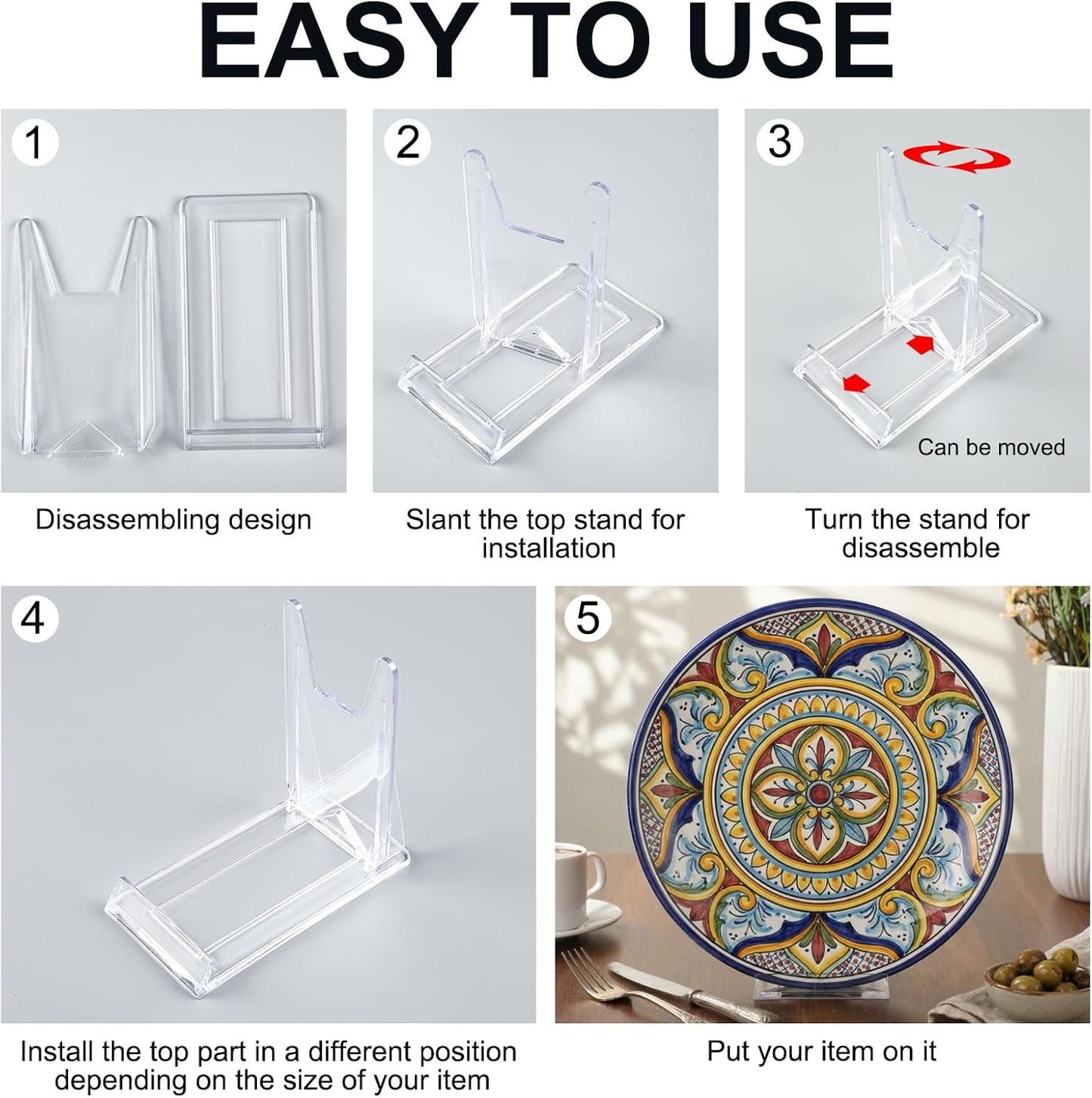 Acrylic Book Stand for Display Adjustable Display Holder Easel / Clear / 5.91 Inch / Set of 30