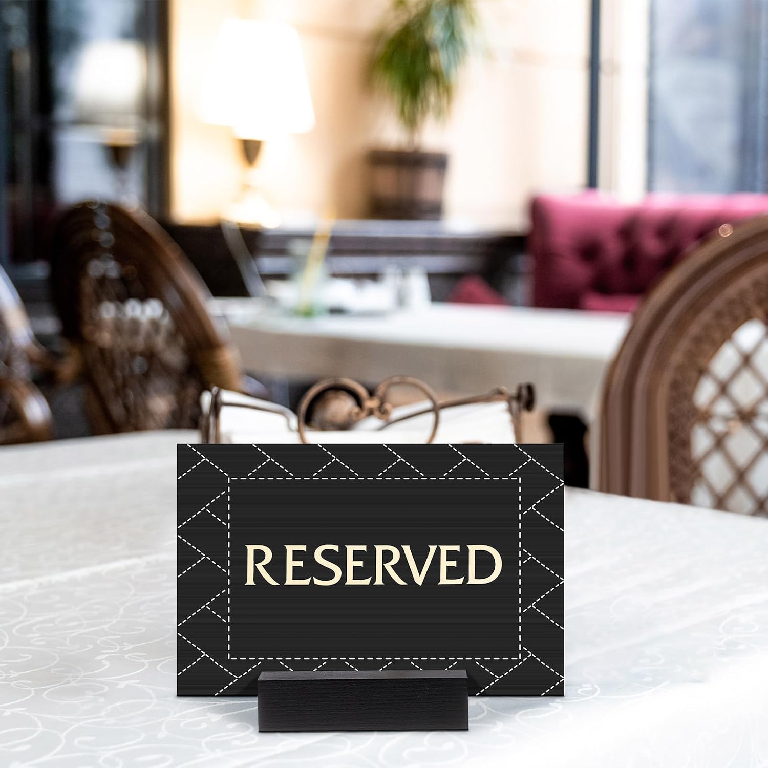 Blosssound 24 Pcs Wood Place Card Holders,3 x 1.6 x 0.8 Inches,Black | Table Number Stands Wedding Party Events, Name