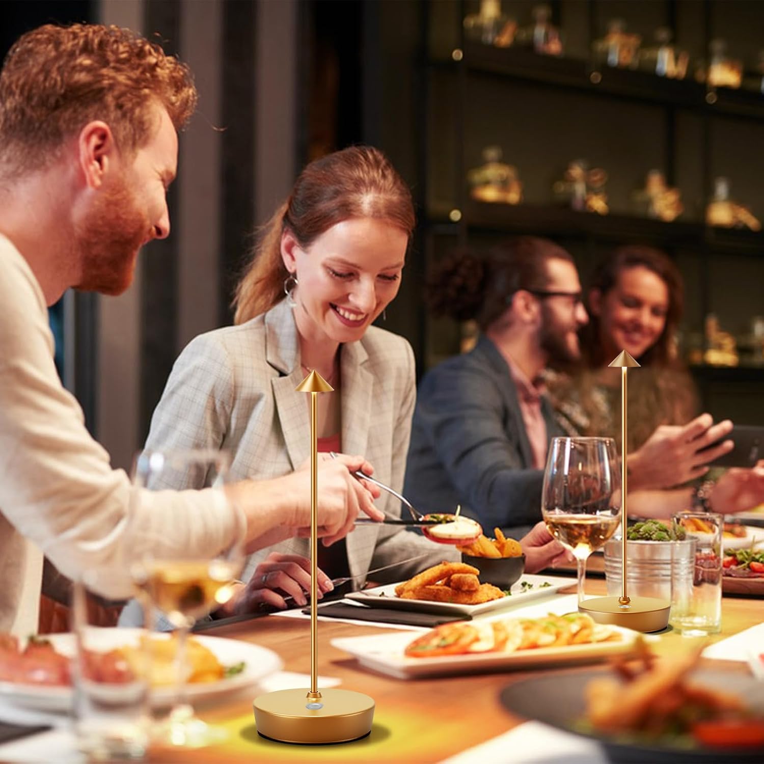 Set of 2 Cordless Rechargeable Led Table Lamp Battery Operated Light Gold | 6000mAh Desk Lamp Touch 3 Color Dimming