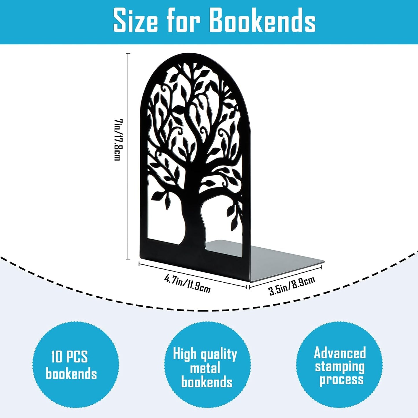 Metal Bookends / Modern Tree Book Ends Decorative