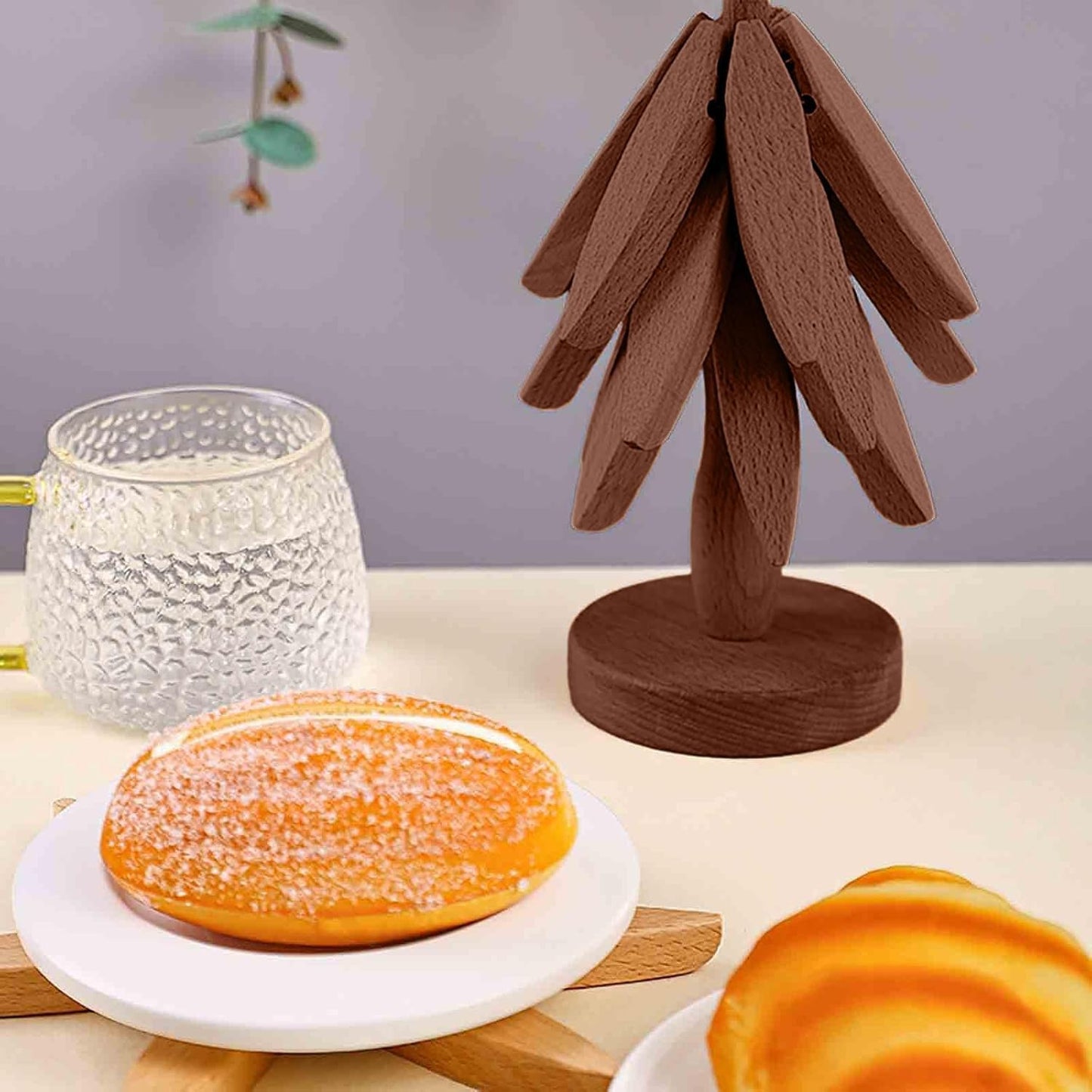 Tree Coasters- 4 Wooden Trivets + 1 Stand stored for hot