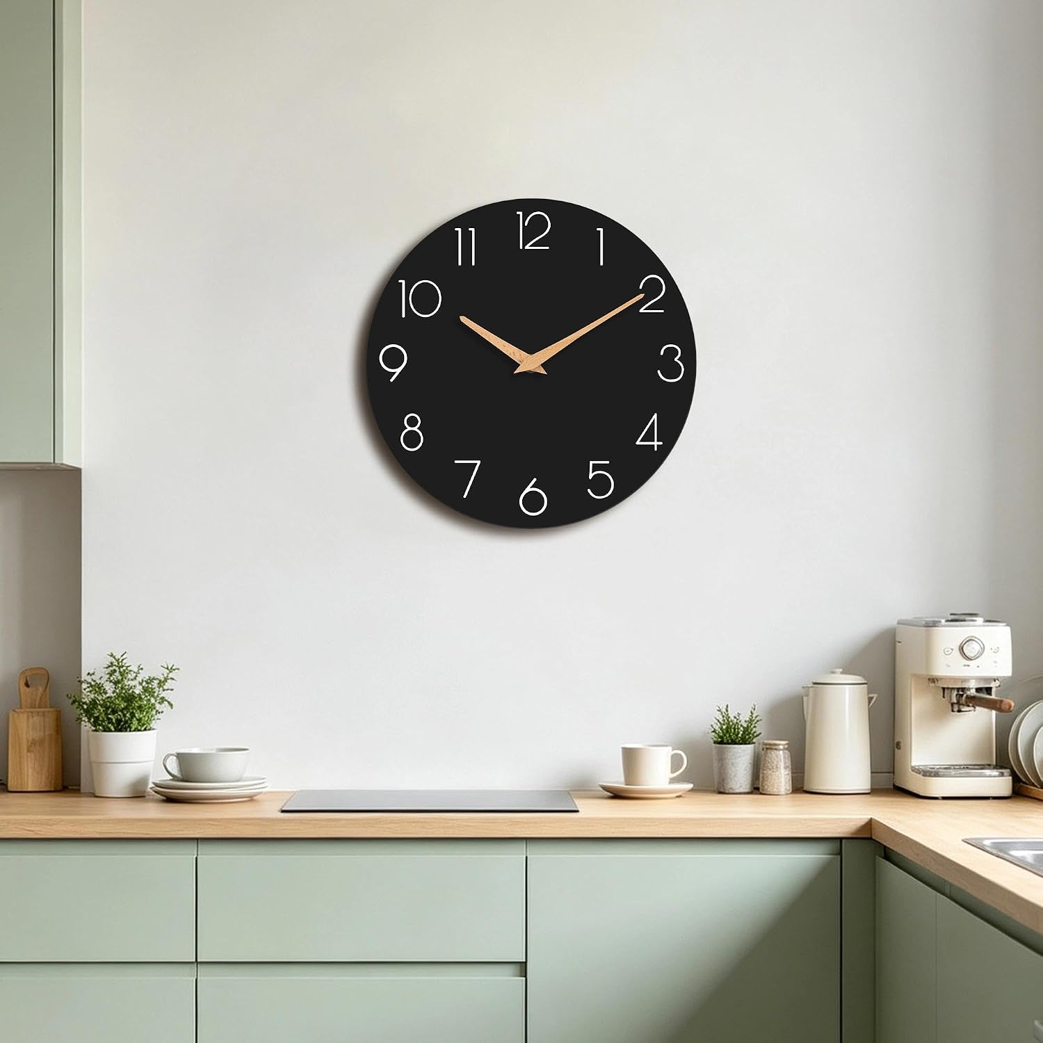 cicininc 10 Inch Battery Operated Wall Clock, Silent Analog, Black | Living Room | Kitchen | Office | Bathroom | Modern