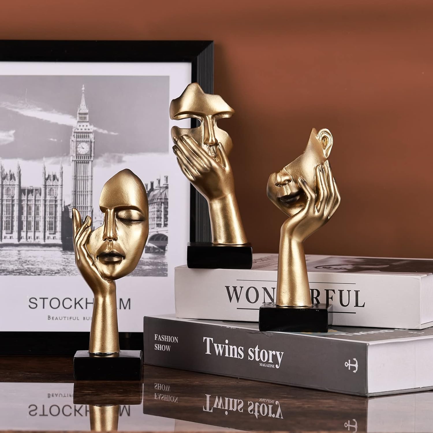 Thinker Small Statue Set / Gold / Set of 6