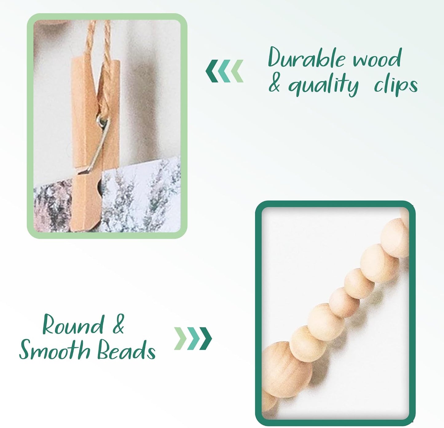 Wooden Beads Garland / 8ft Nature