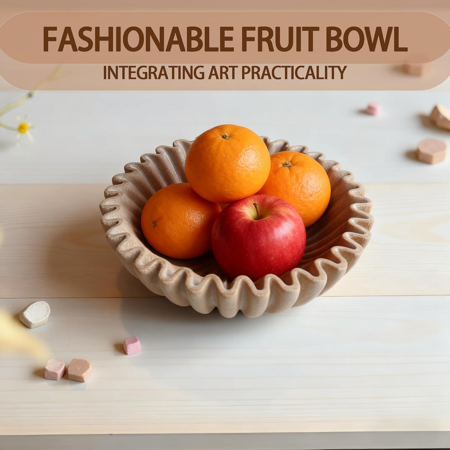 Scalloped Bowls for Modern Home Decor / Beige / 10inch