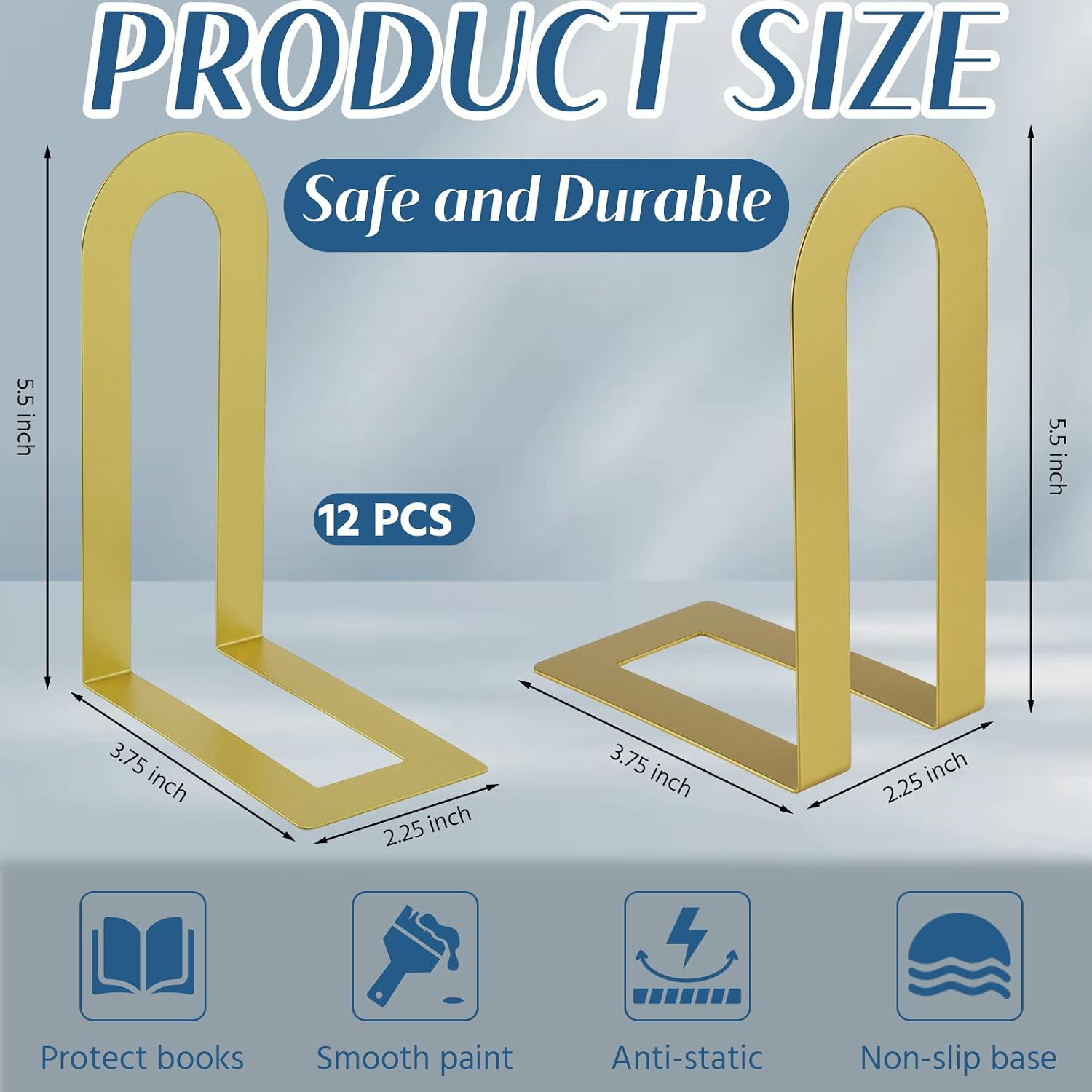 Book Ends / 5.5*3.75*2.25inch / Gold / Set of 6