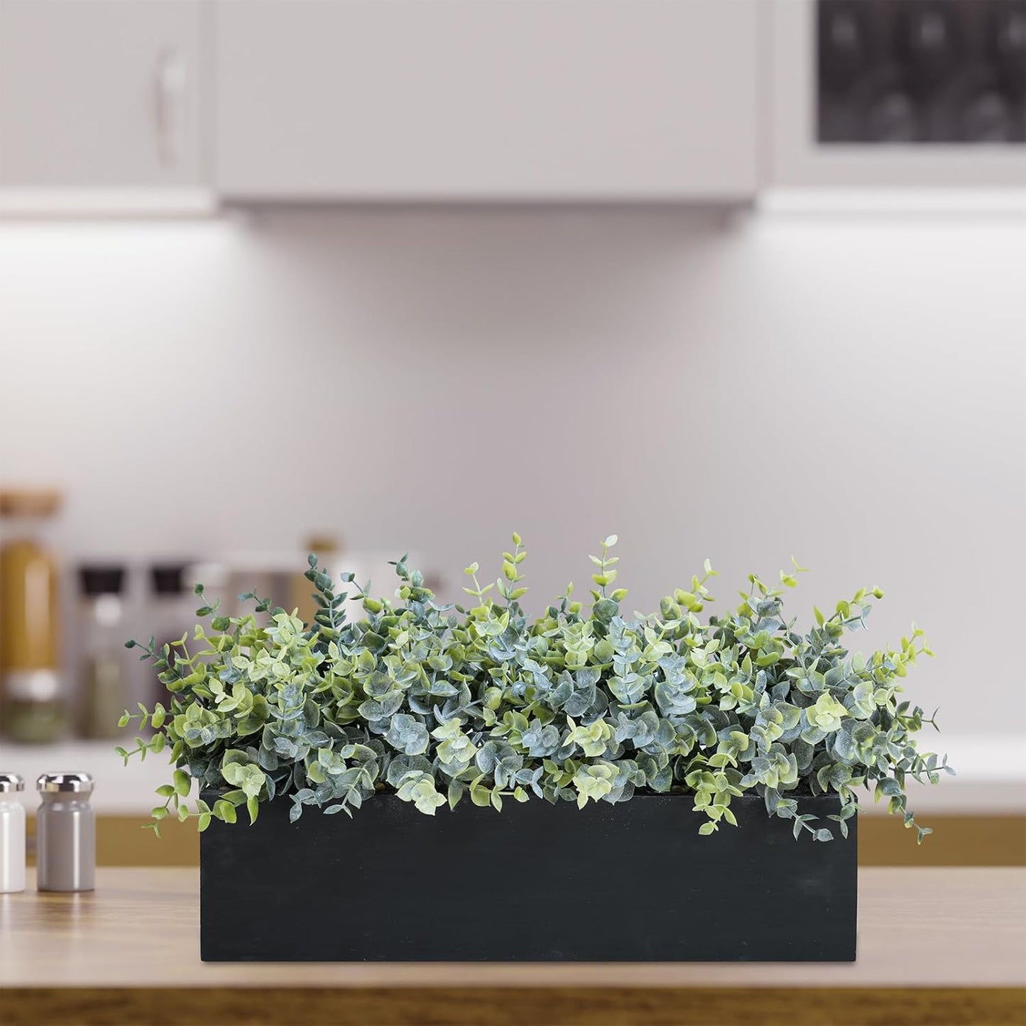 14" Artificial Eucalyptus Arrangement Faux Eucalyptus Plants in Black / Eucalyptus In Black