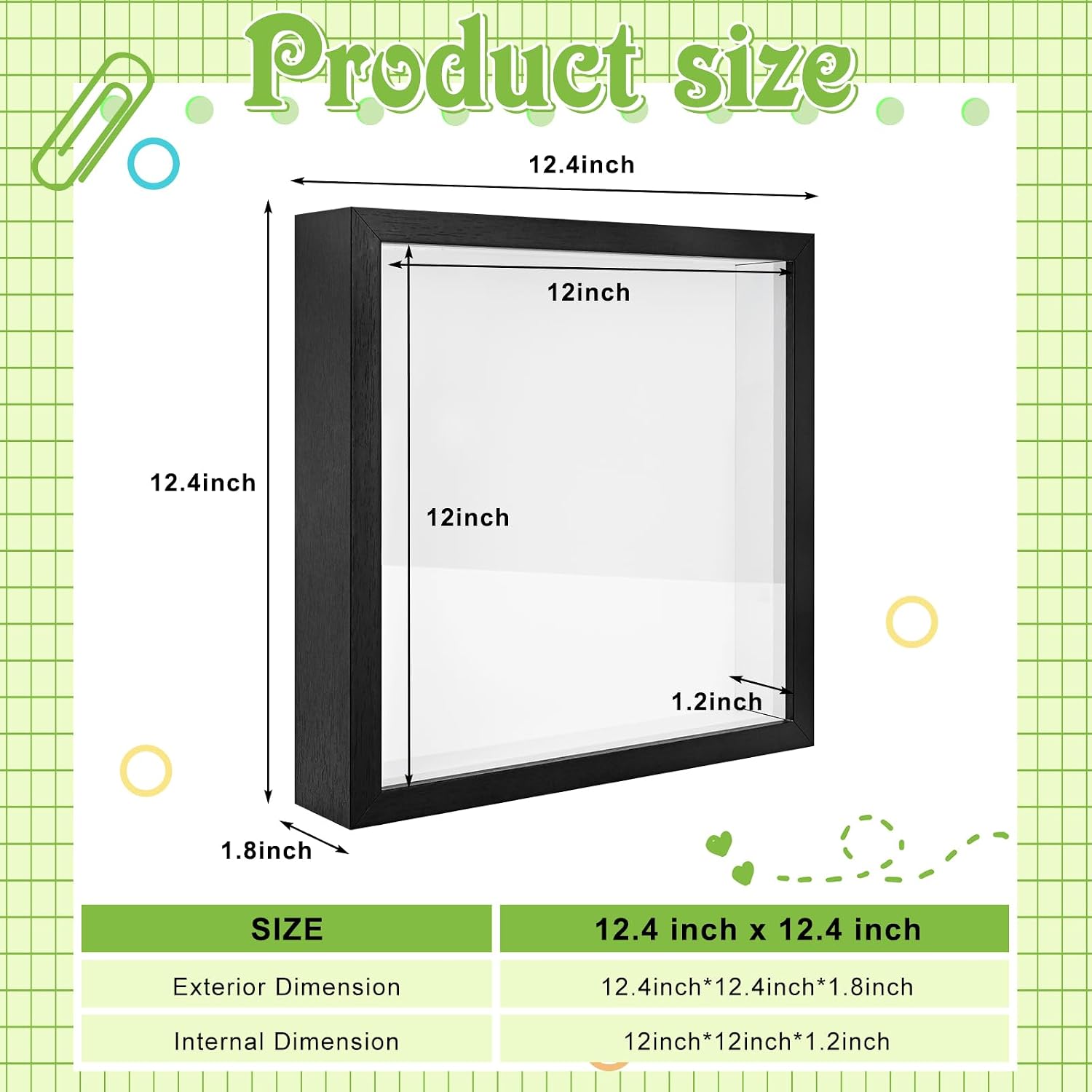 4 Pack 12x12 Shadow Box Frame, Wood Deep Large Shadow Box Display Case with Plexiglass Window, 3D Picture Frame for