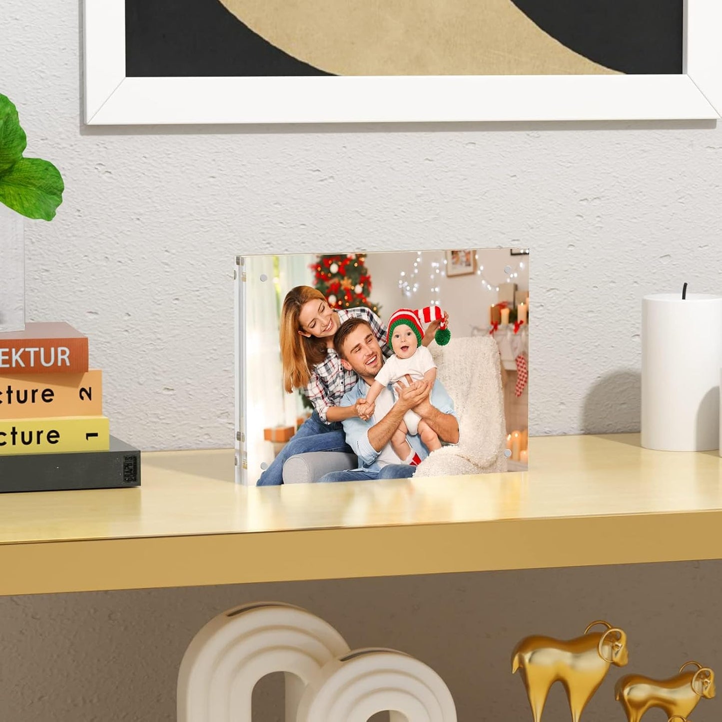 NIUBEE Acrylic Photo Frame 6x8, Double Sided Magnetic Blocks Pet Picture Frame