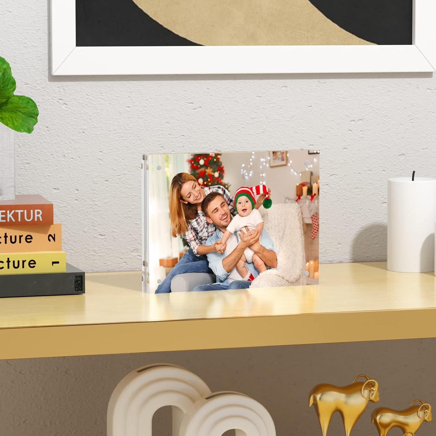 NIUBEE Acrylic Photo Frame 6x8, Double Sided Magnetic Blocks Pet Picture Frame