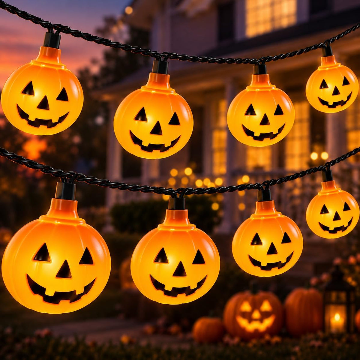 12FT 20 LED Halloween Pumpkin String Lights Outdoor Waterproof Connectable