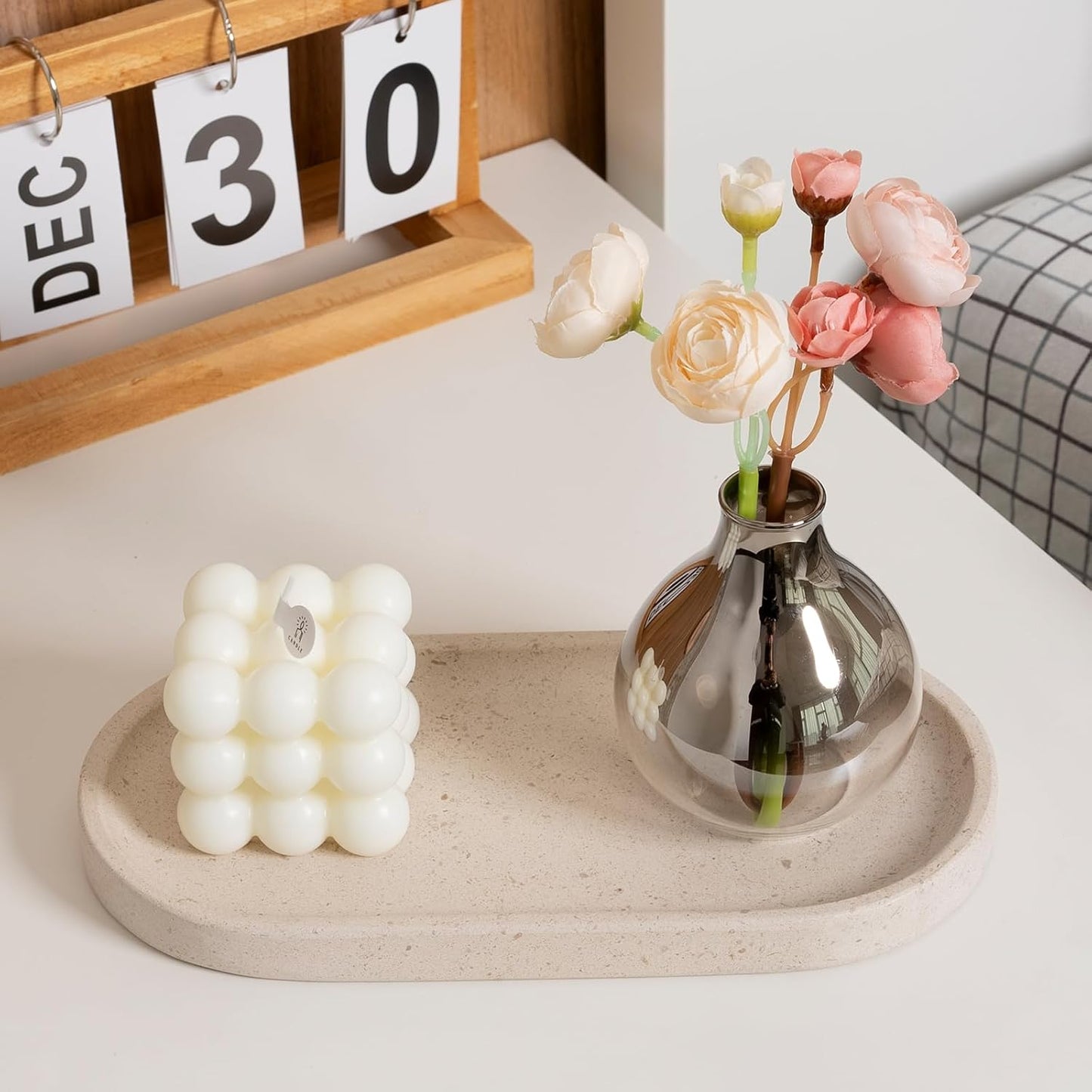 Catchall Trays / Natural Marble Tray / Moca Crema Yellow / 10 x 5 x 0.7
