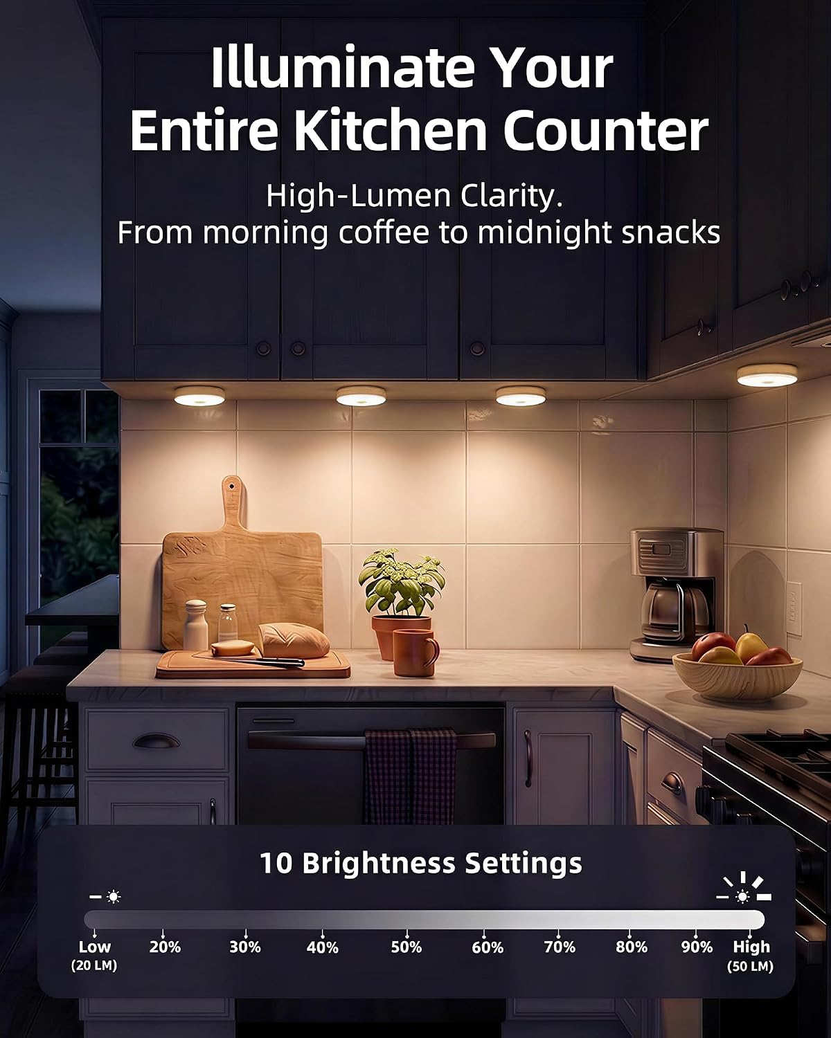 EZVALO Under Cabinet Lighting with Charging Station, 1000mAh Rechargeable Puck Lights with Remote, 3 Color Temps & 12