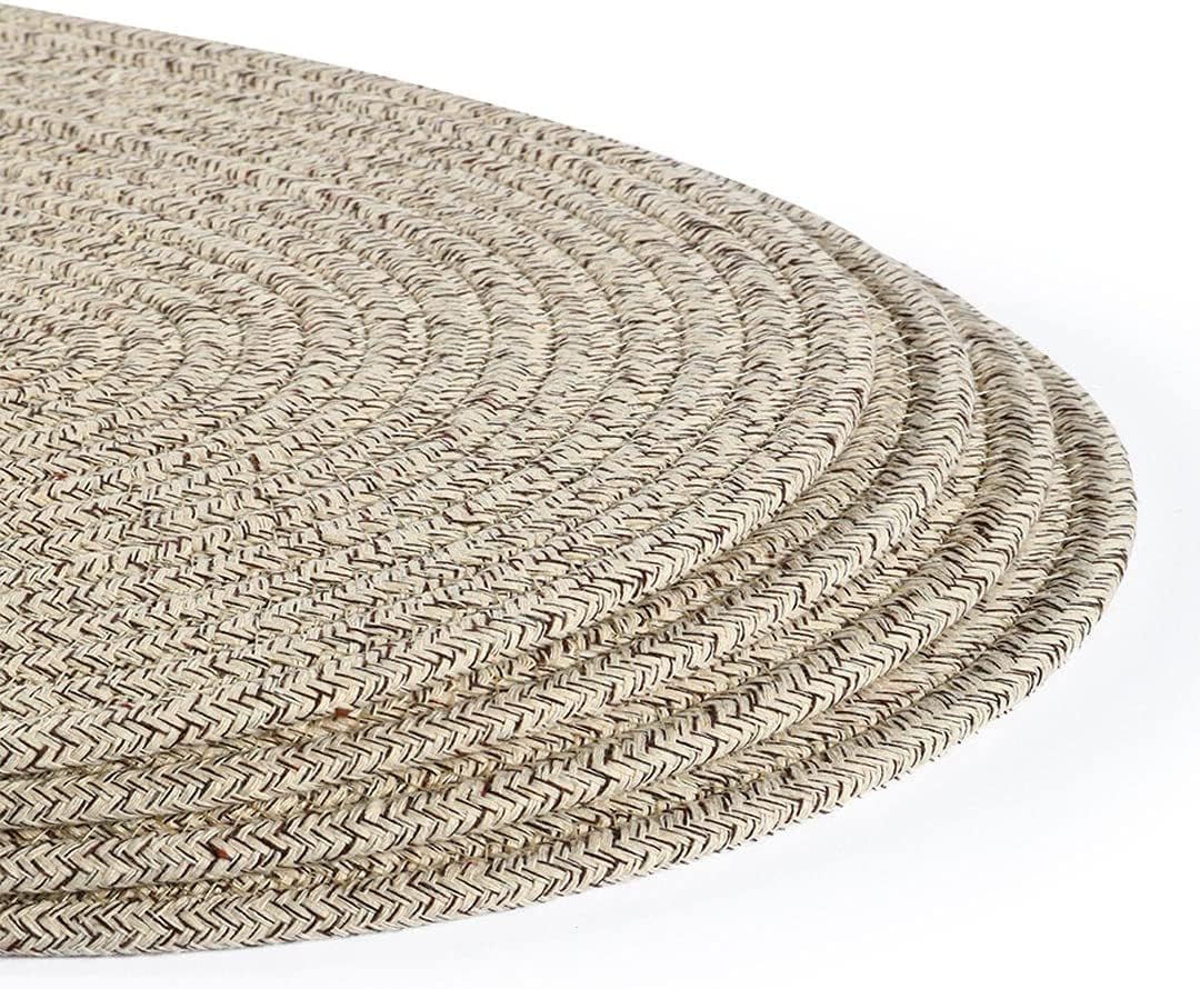 6 Pack Woven Placemats Fabric Tablemats, 12x16 inches Plate Chargers Cotton Weave Placemat Oval Braided Rattan