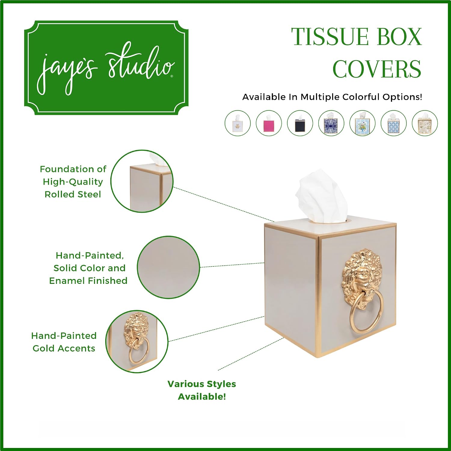 Cube Tissue Box Holder / White Lion Lion / Paws & Claws