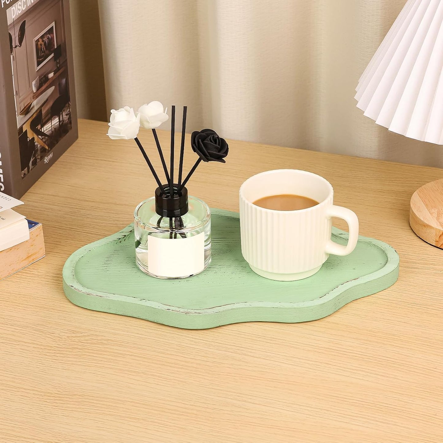 Cloud Wooden Jewelry Tray Trinket Dish / Light Green