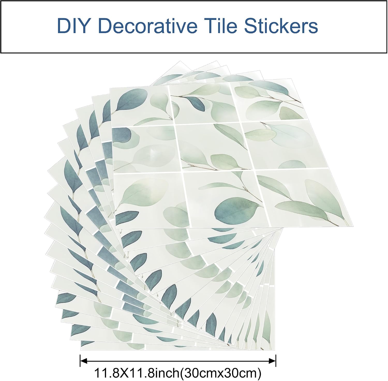 Peel & Stick Tile Stickers Waterproof Self-Adhesive Backsplash Stickers / Leave Green / Set of 10