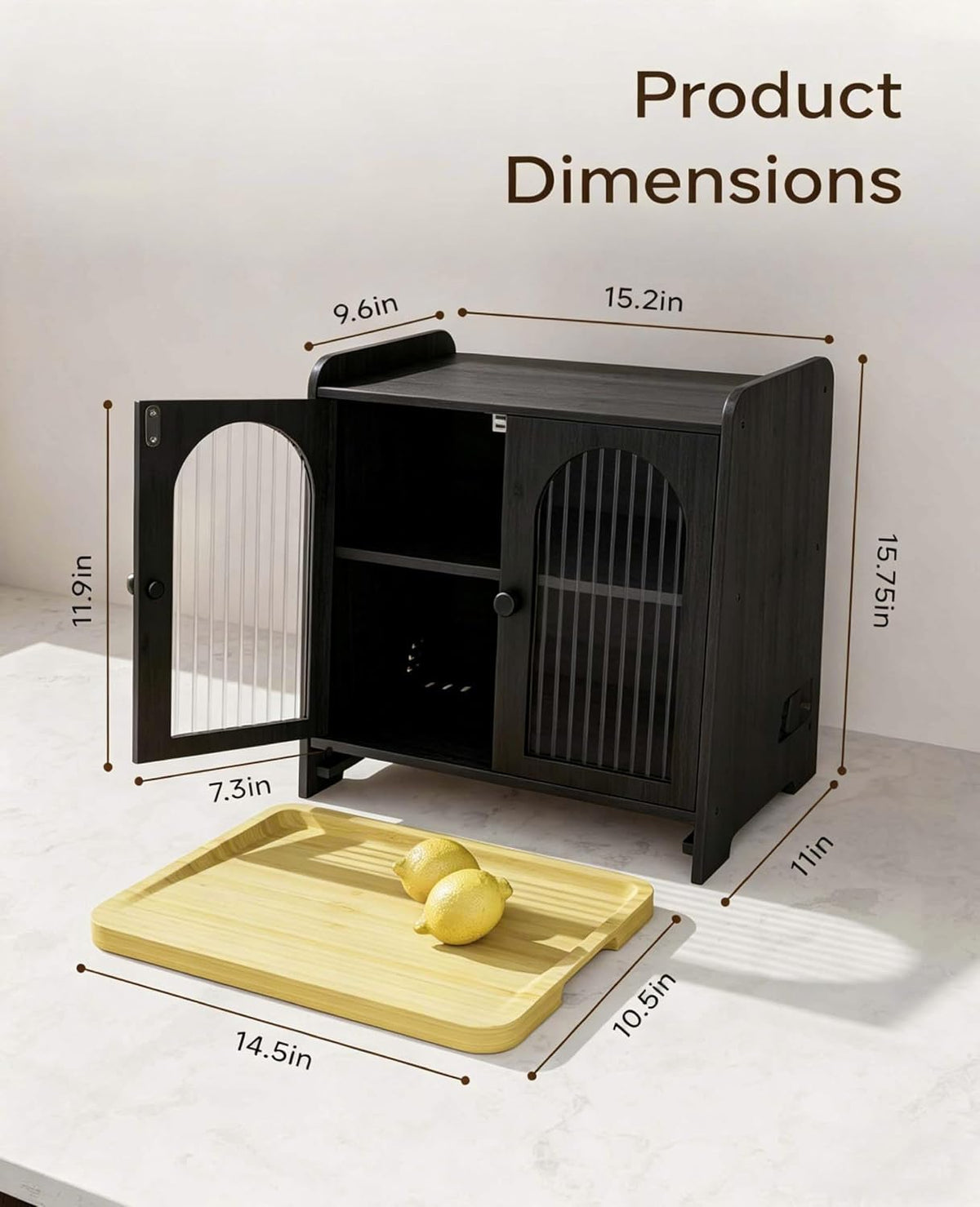 Bread Box for Kitchen Countertop, Large Double Layer Wooden Bread Storage Container with Acrylic Window, Adjustable Air
