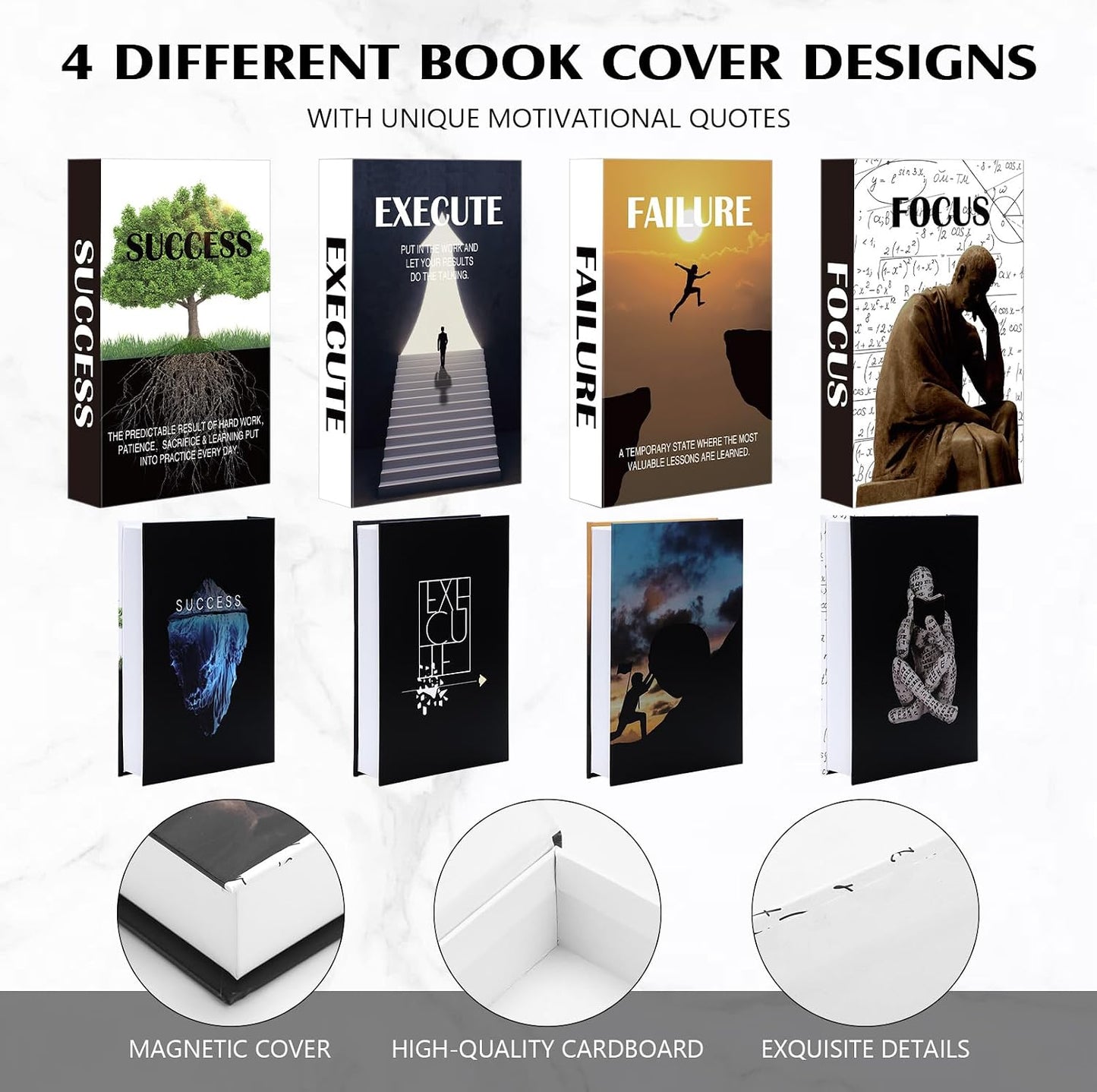 Decorative Book Inspirational Faux Books Stacked Table Decor Fake Books / Motivational / Set of 4