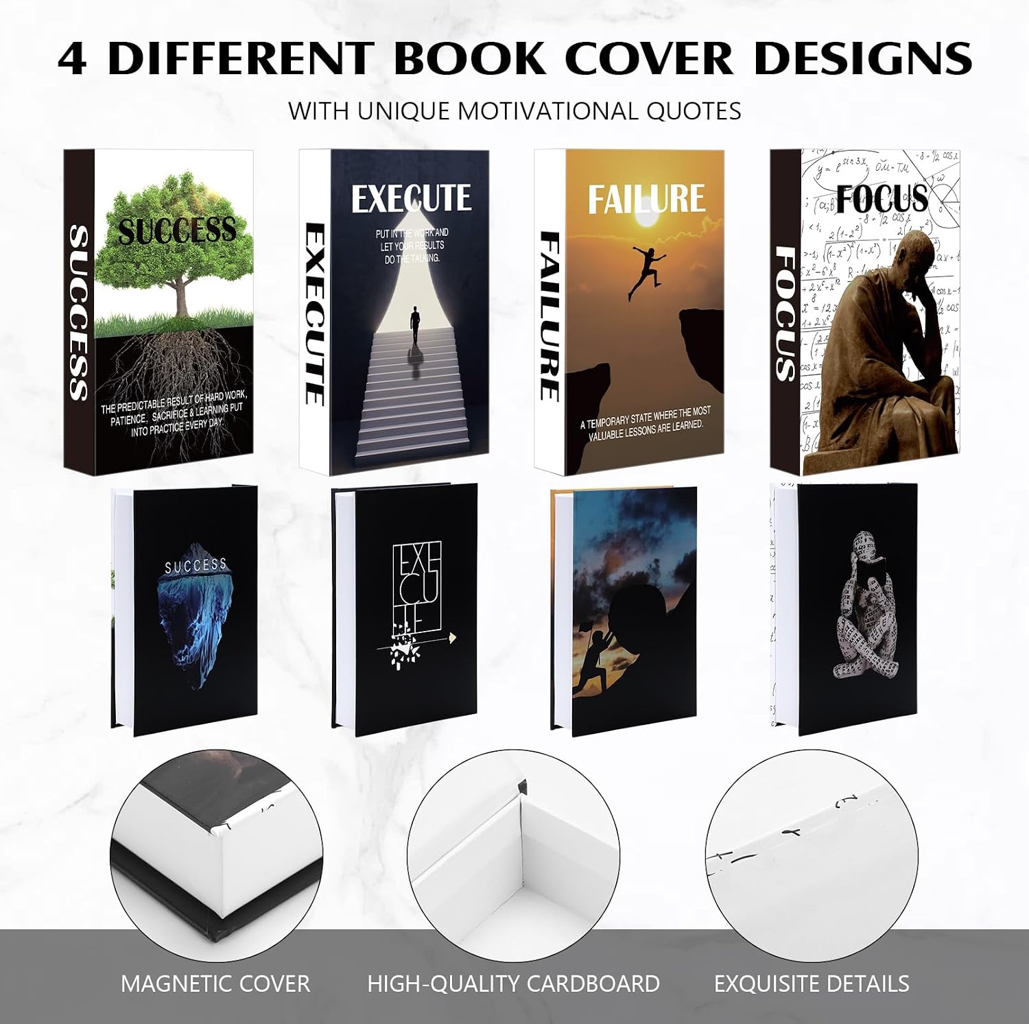Decorative Book Inspirational Faux Books Stacked Table Decor Fake Books / Motivational / Set of 4