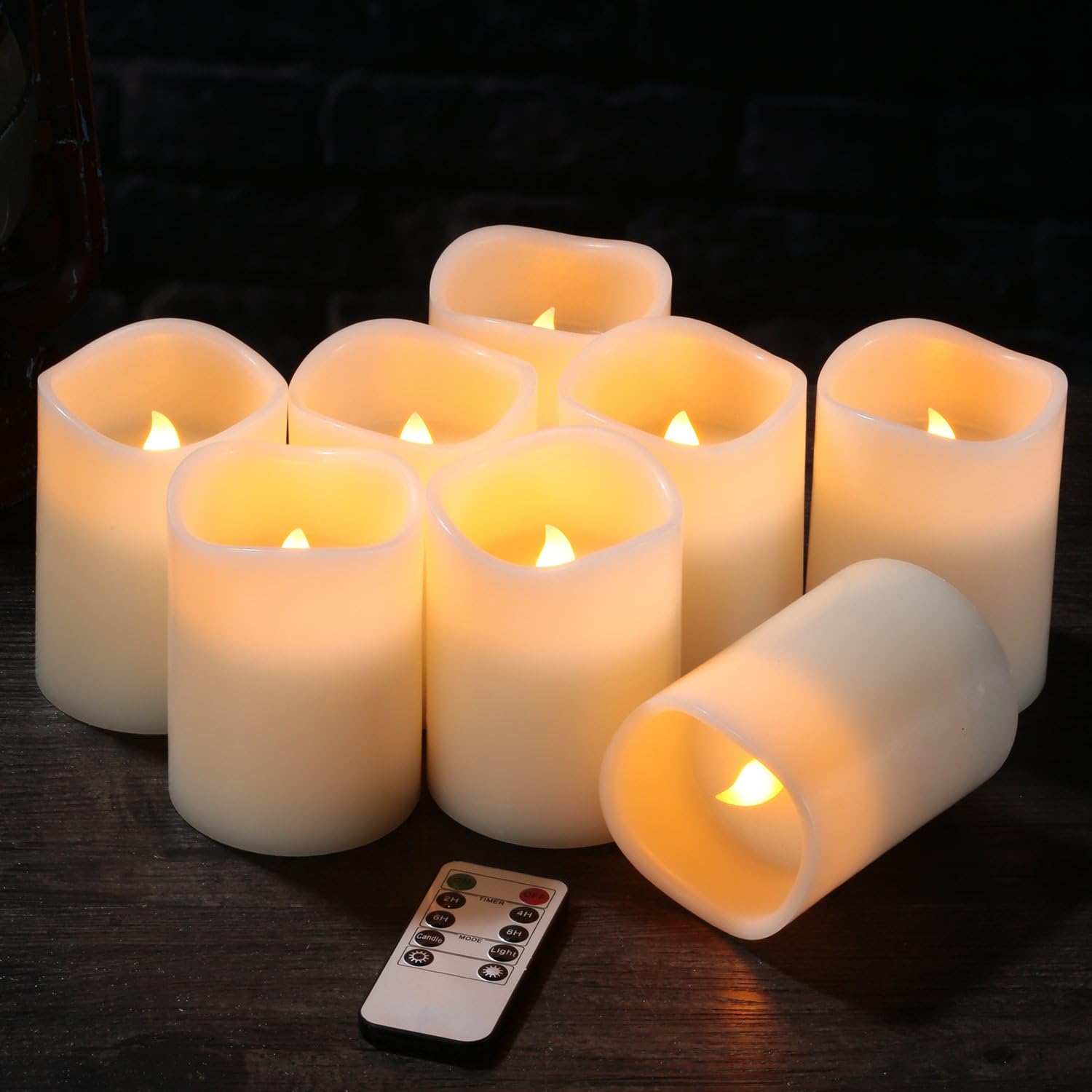 Flameless Candles Battery Operated Candles Set of 12(D:3" X H:4") Pillar Real Wax Led Candles with 10-Key Remote and