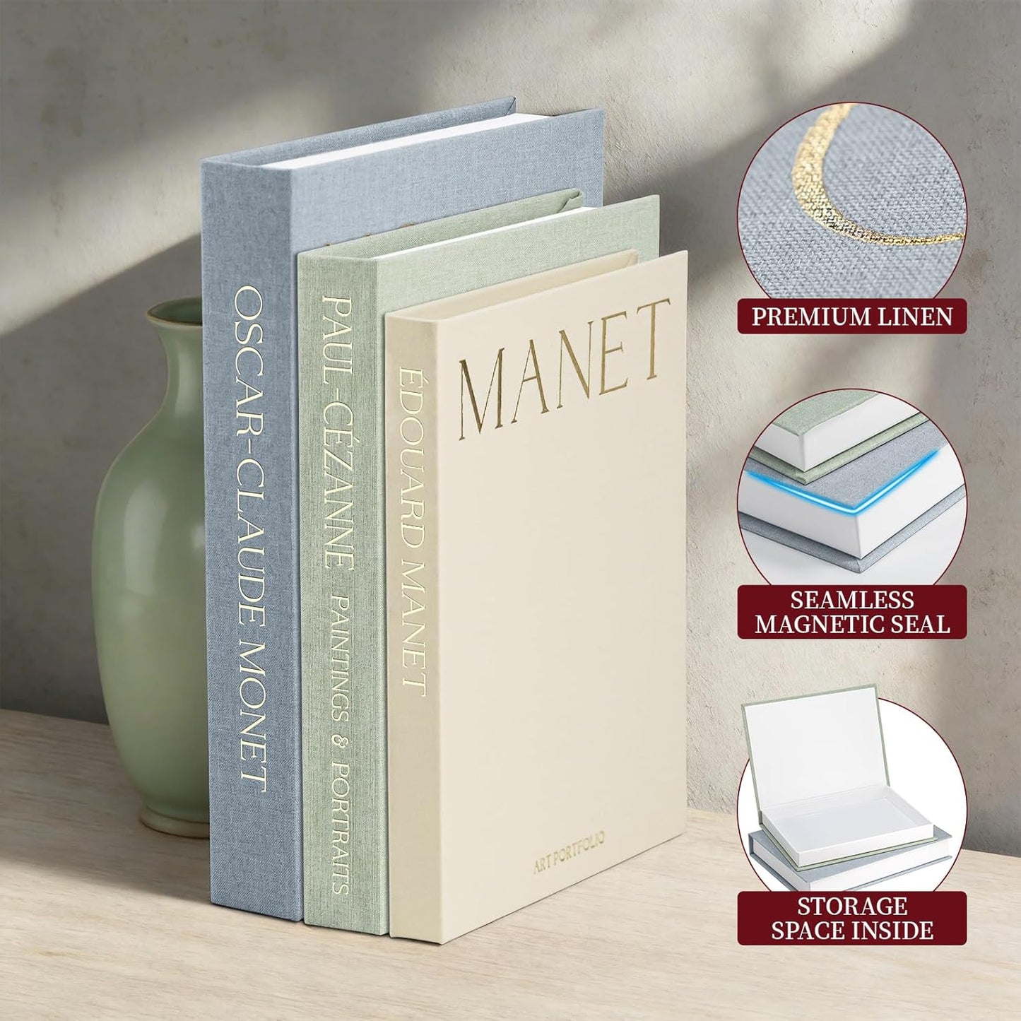 Linen Faux Books / Set of 3