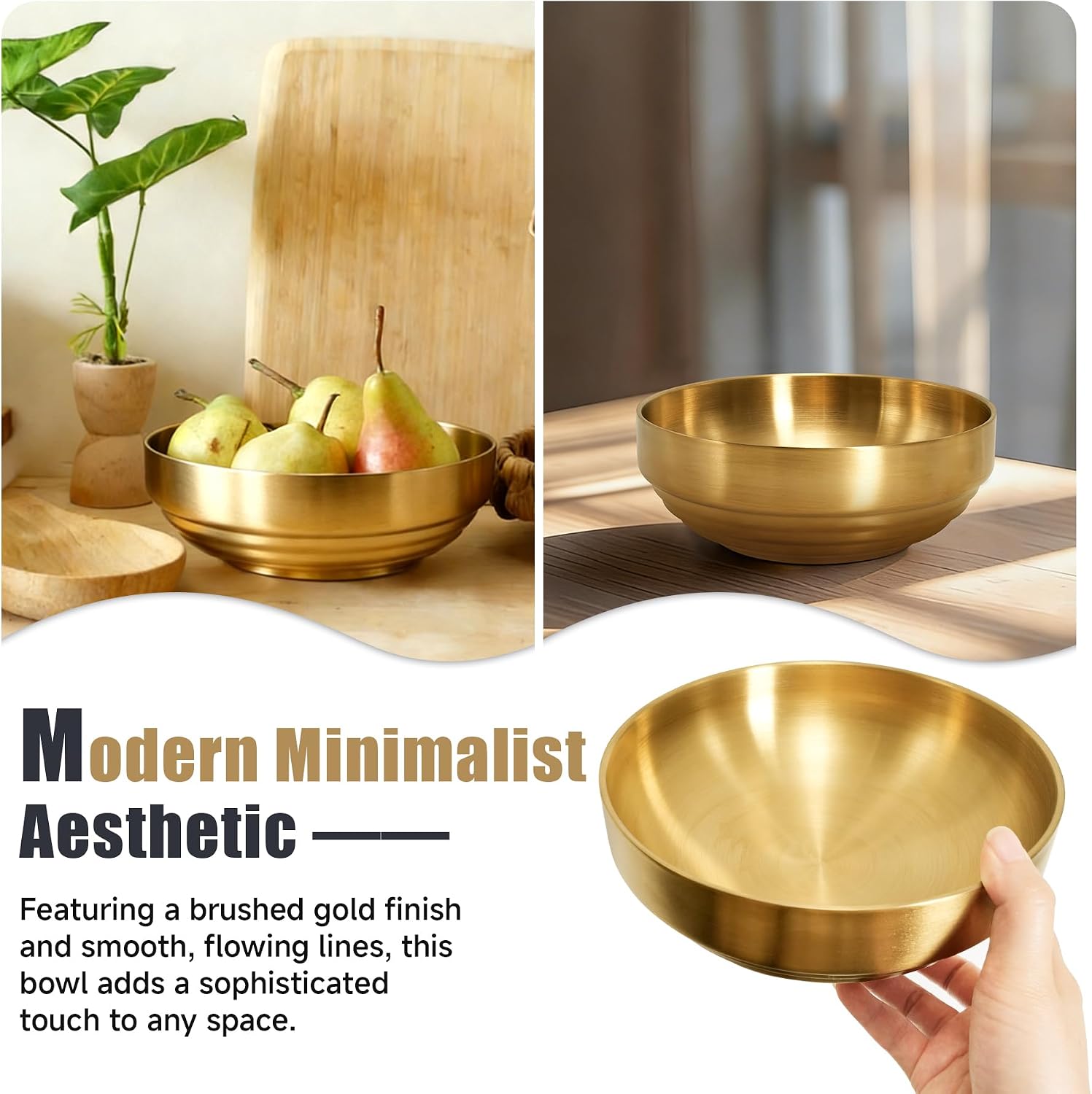 7.4" Decorative Bowl Key Bowl Stainless Steel Fruit Bowl Modern Stylish Metal Centerpiece / Gold