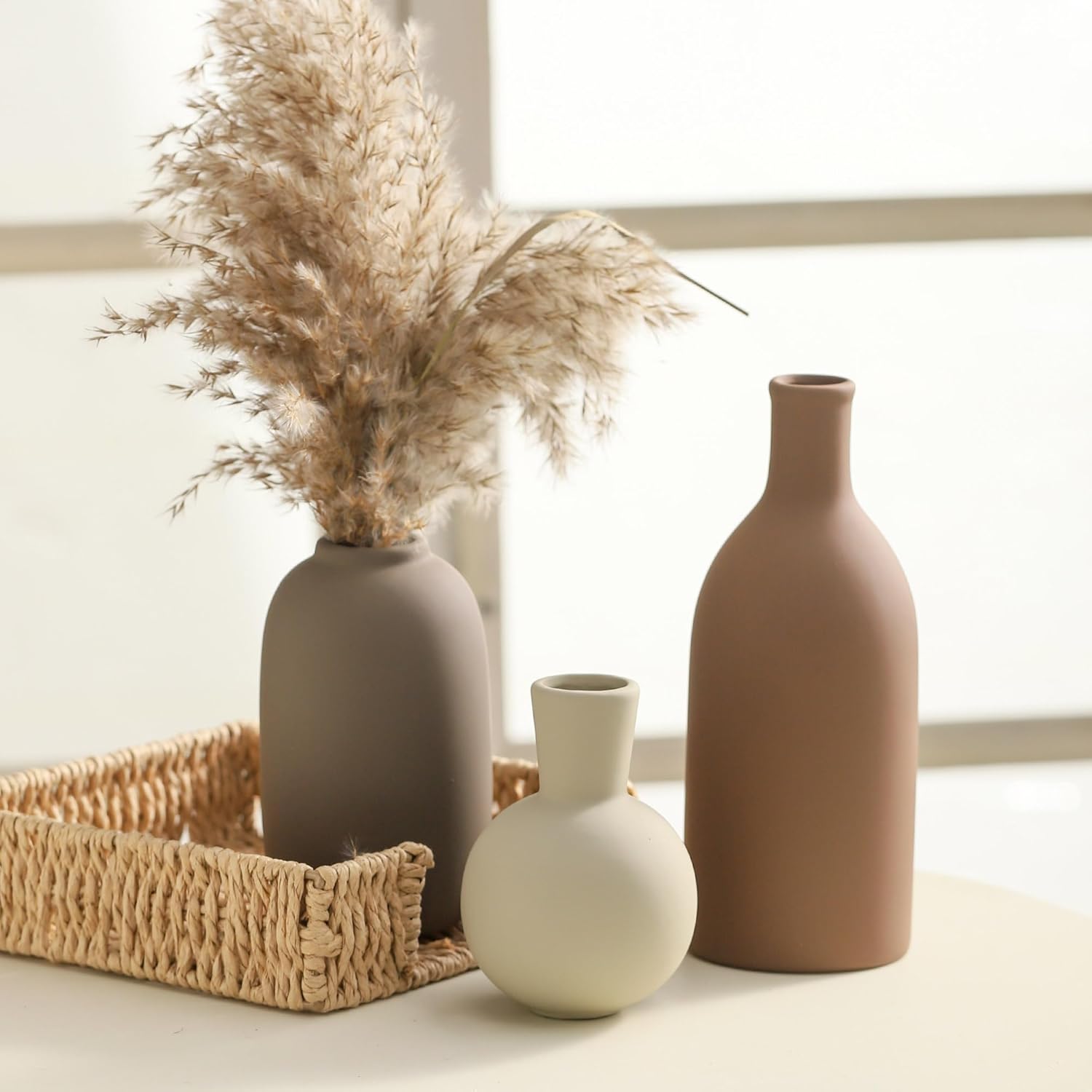 Ceramic Vases / 006-brown / Set of 3