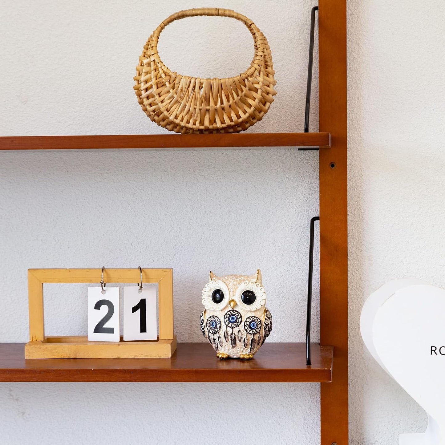 Owl Statue Home Decor Accents / Blue Eye Beige and Black