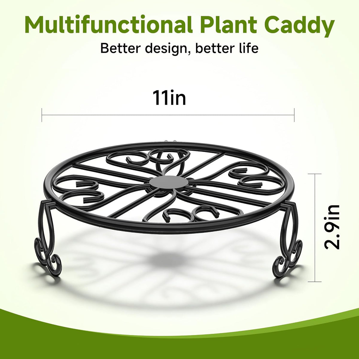 NSYOOMH 3-Pack Sturdy Plant Stands for Outdoor & Indoor Use, Heavy Duty Rustproof Metal Pot Stand Holder, Single Short
