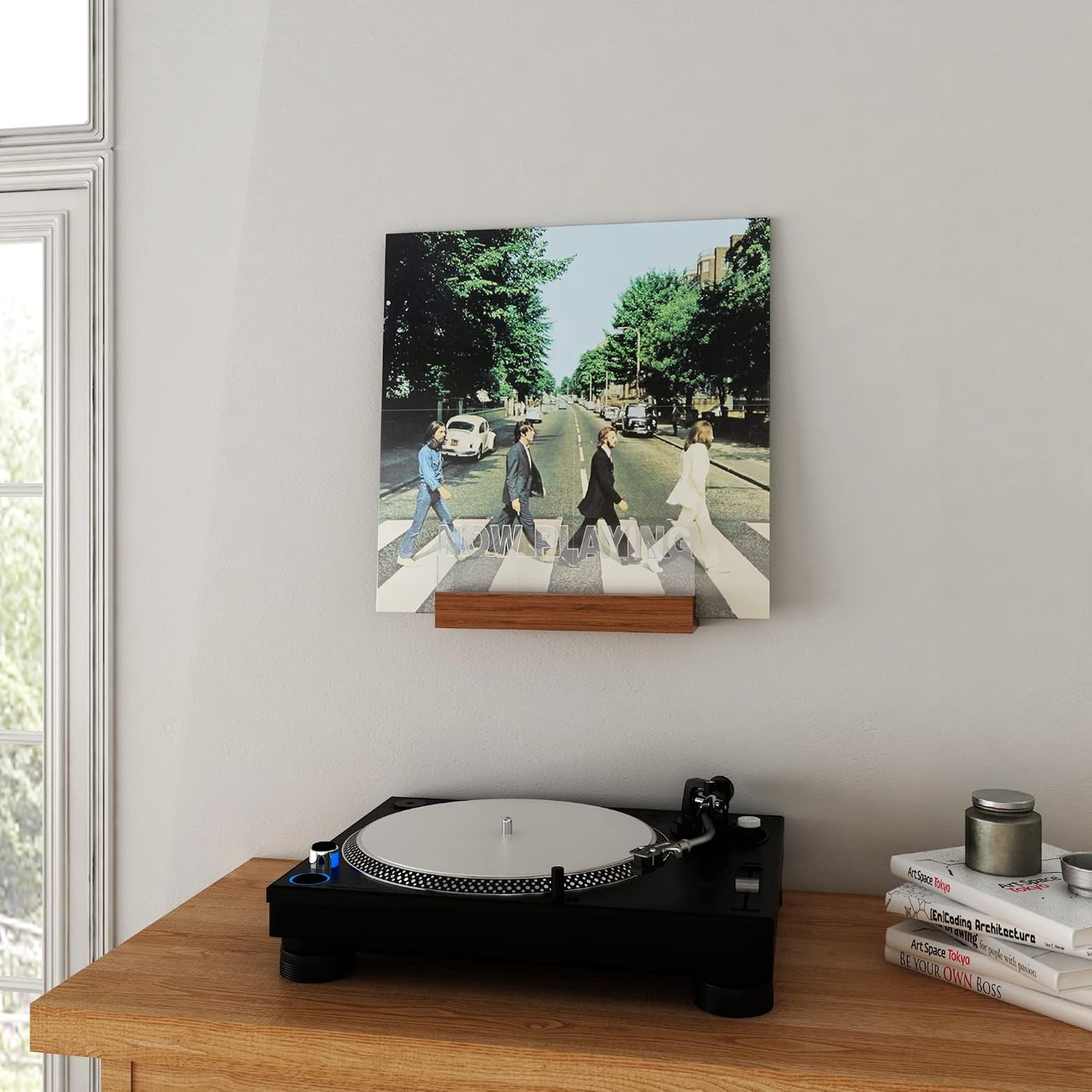 YuanDian Now Playing Vinyl Record Wall Mount, Light up Vinyl Wall Mount, Unique Wall Display Stand for LP Albums Home