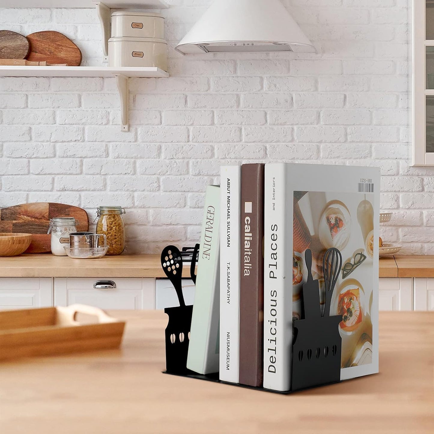 Metal Kitchen Bookends / Black / 5.9 x 3.9 x 3.9