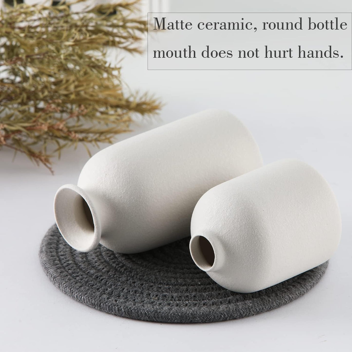 White Ceramic vase Set-3 Small Flower vases for Decor / 3set-white