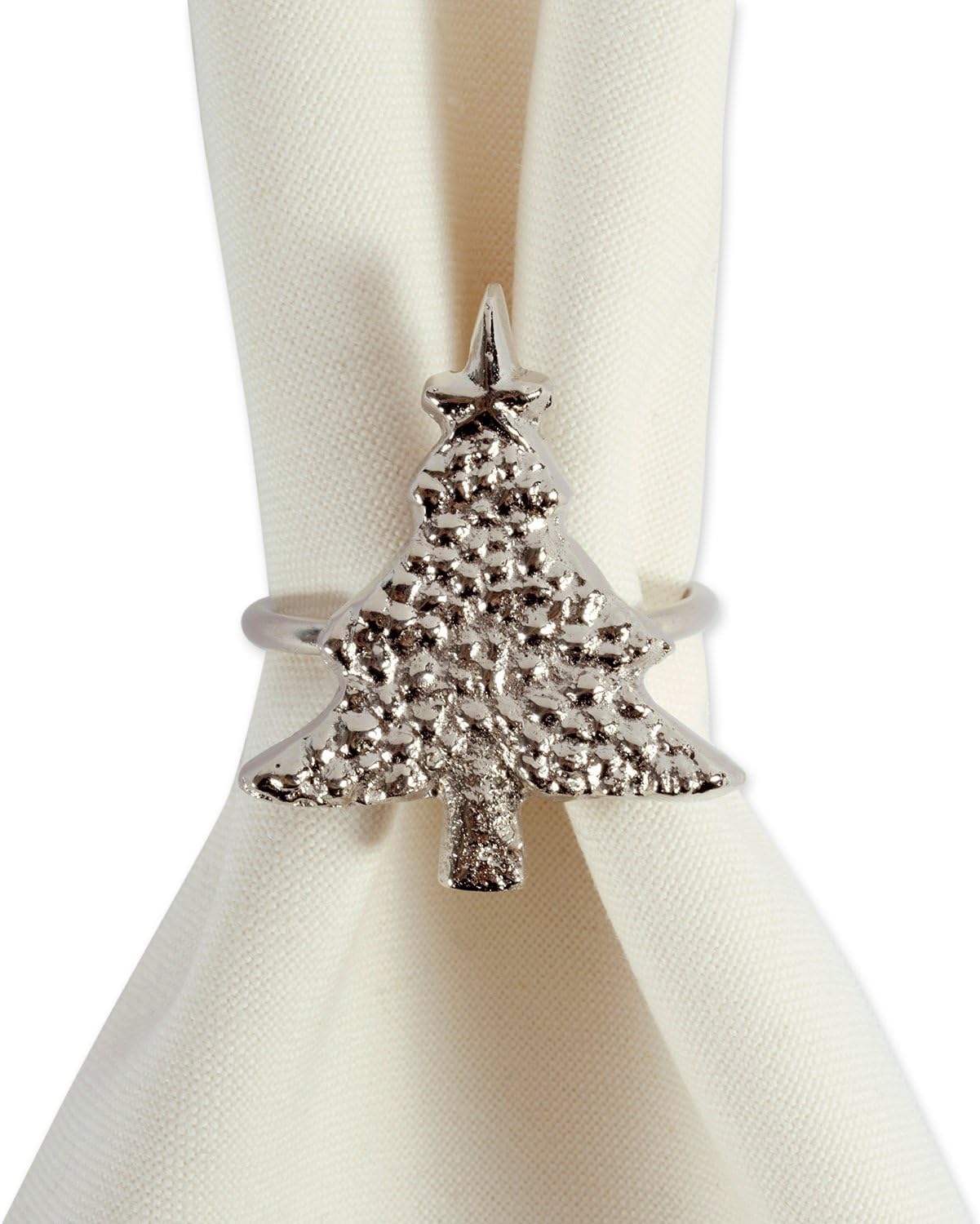 DII Christmas Thanksgiving Holiday Tabletop Décor Collection Decorative Napkin Ring Holder Set, 2" Diameter, Silver