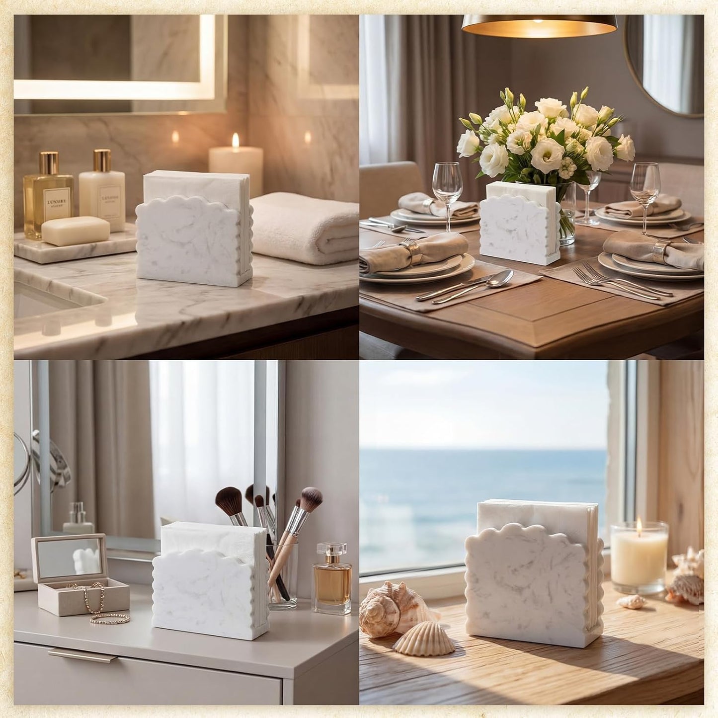 Marble Napkin Holder / White