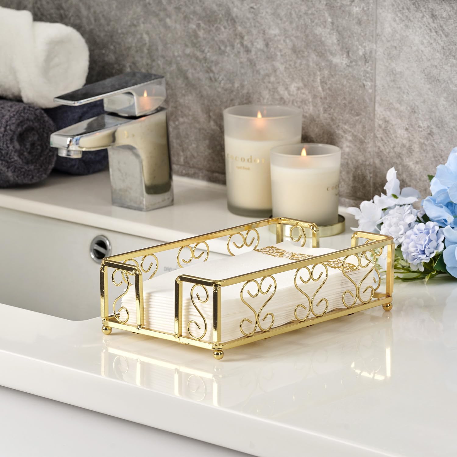 Gold Tray / Matt Gold Guest Towel Holder Tray / Guest Towel Holder