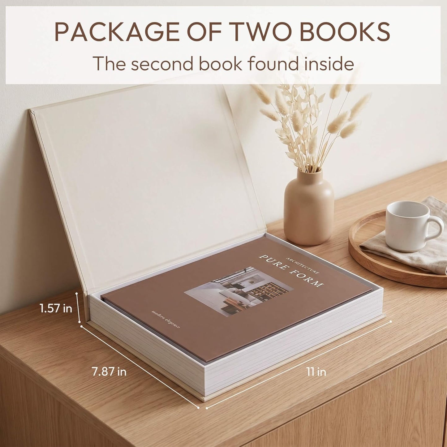 Elegant Decorative Book Boxes / Coffee Brown & Beige / Set of 2