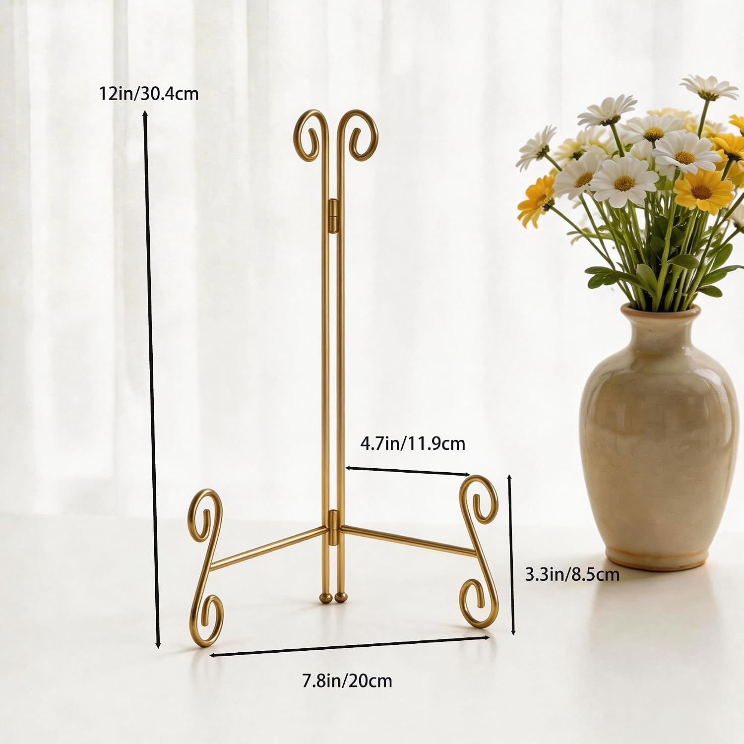 Heavy Duty Metal Plate Holder Easel / Gold 12 Inch / Set of 2