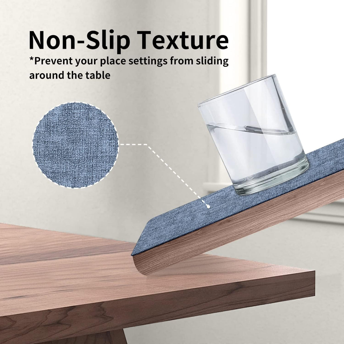 Maxpearl Faux Leather Placemats Set of 8, Easy to Clean, Blue | Waterproof - Heat Resistant - Non Slip - Wipe Clean