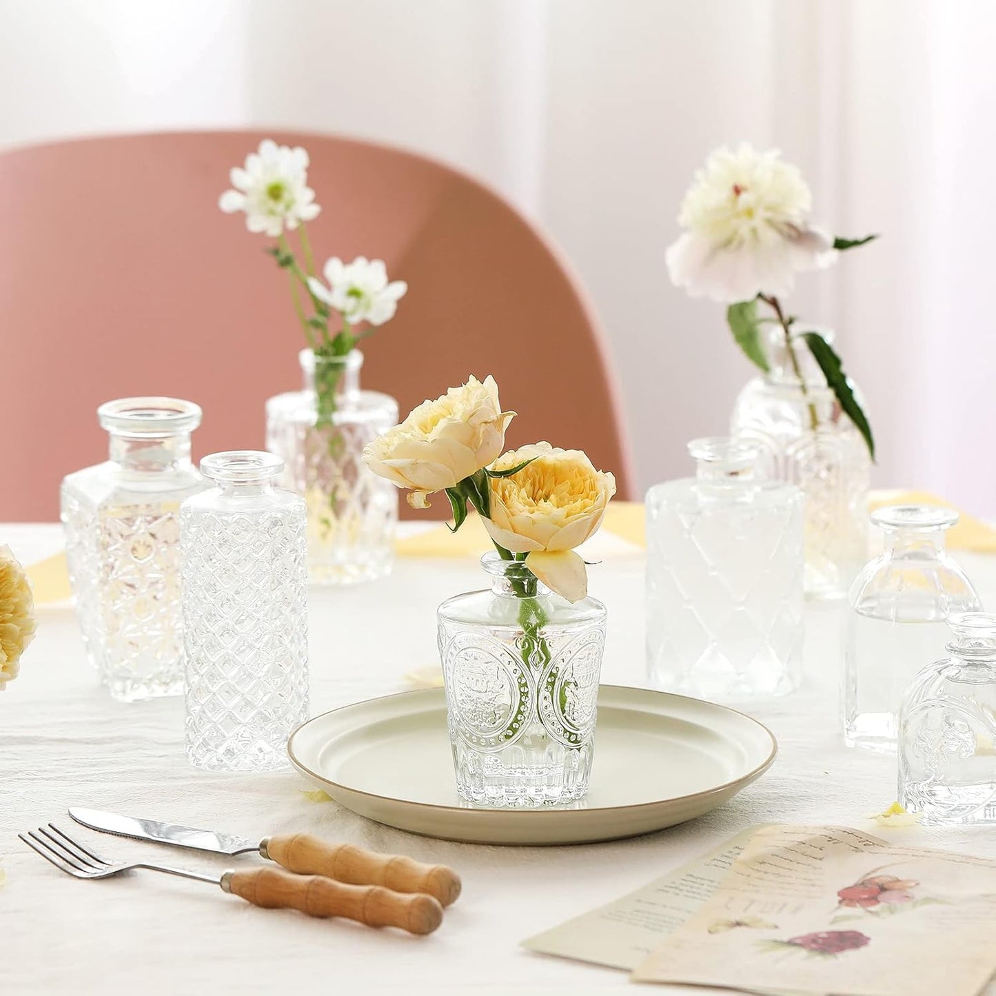 Glass Bud Vases / Clear / Set of 12