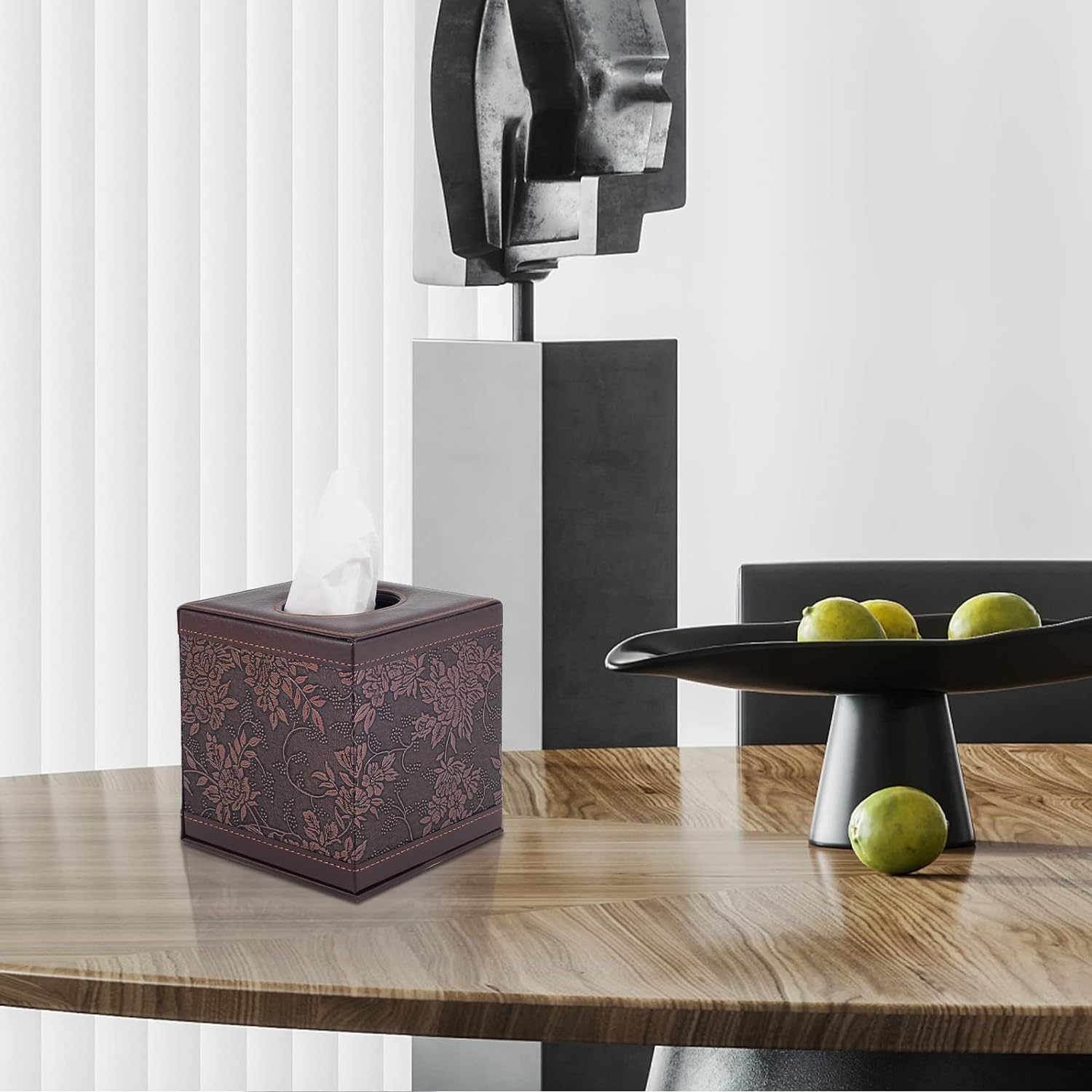 Modern Leather Tissue Box Holder for Napkin Facial Paper Organizer Bottom / Square Tissue Box-retro